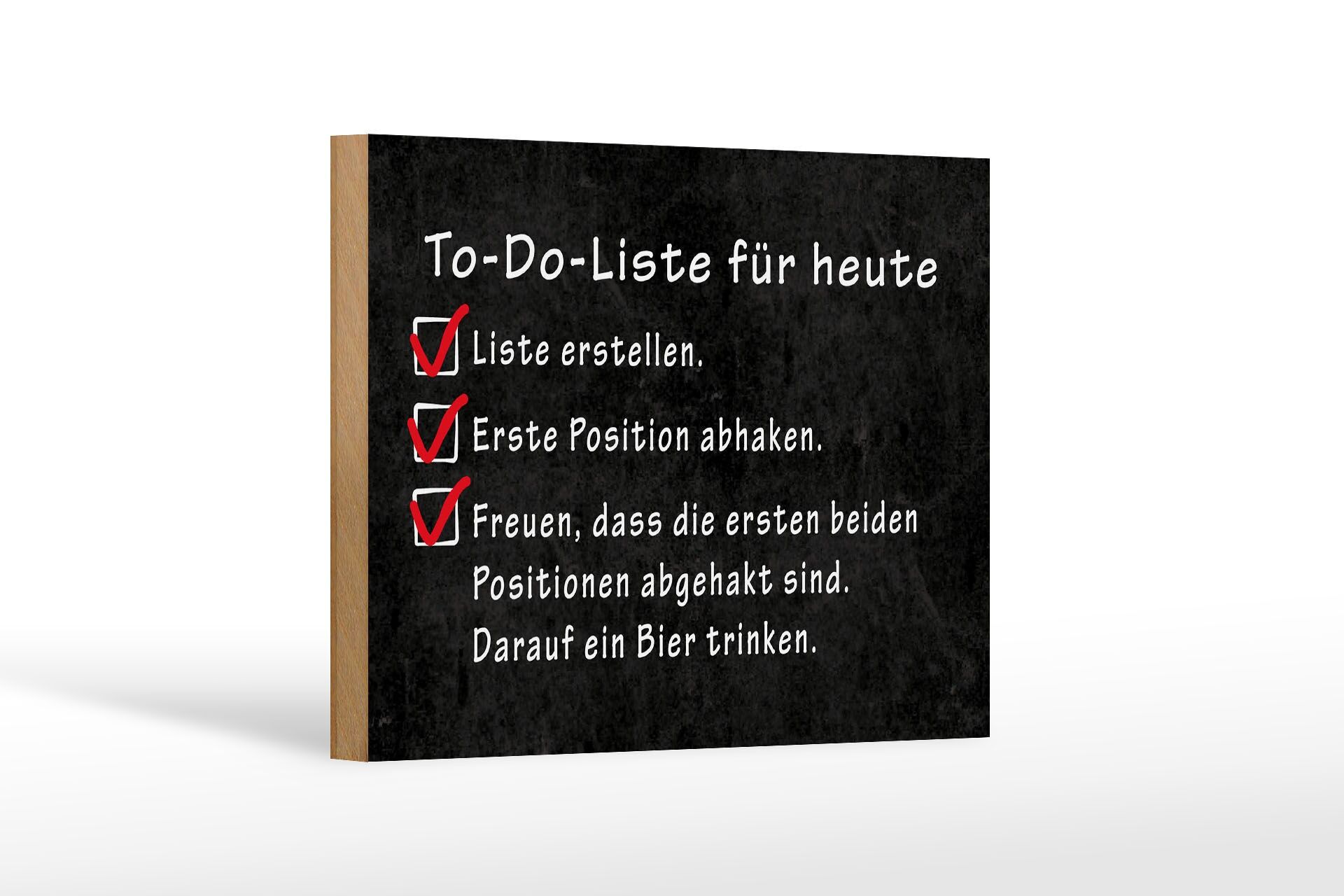 Holzschild Spruch 12x18 cm To Do Liste für Heute Tafeloptik Deko Schild