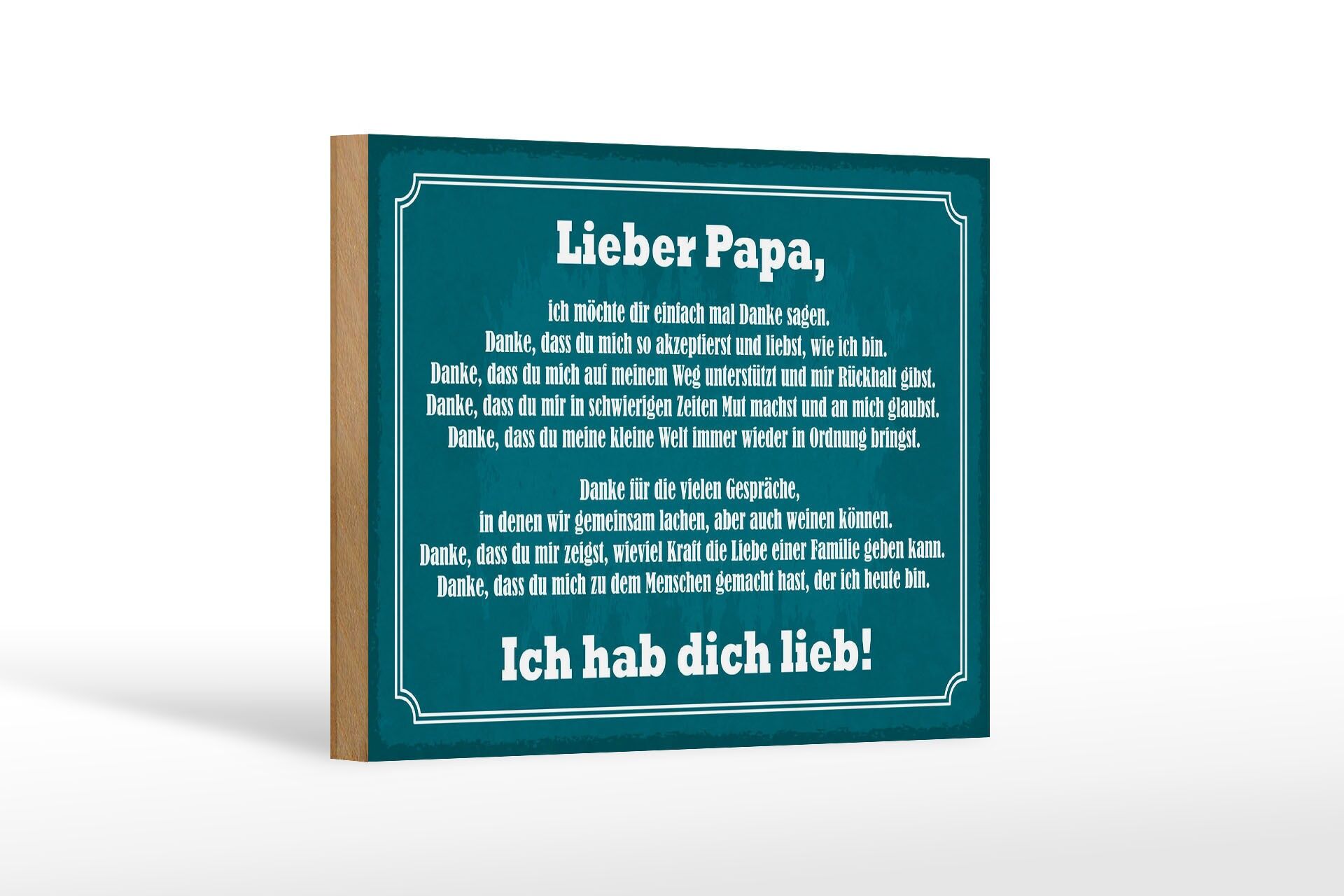 Holzschild Spruch 12x18 cm Lieber Papa, ich hab dich Lieb Deko Schild