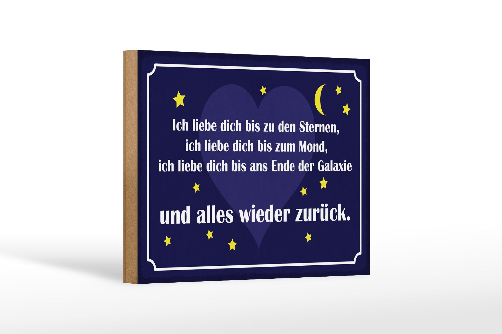 Holzschild Spruch 12x18 cm Ich liebe dich bis zu den Sternen Deko Schild