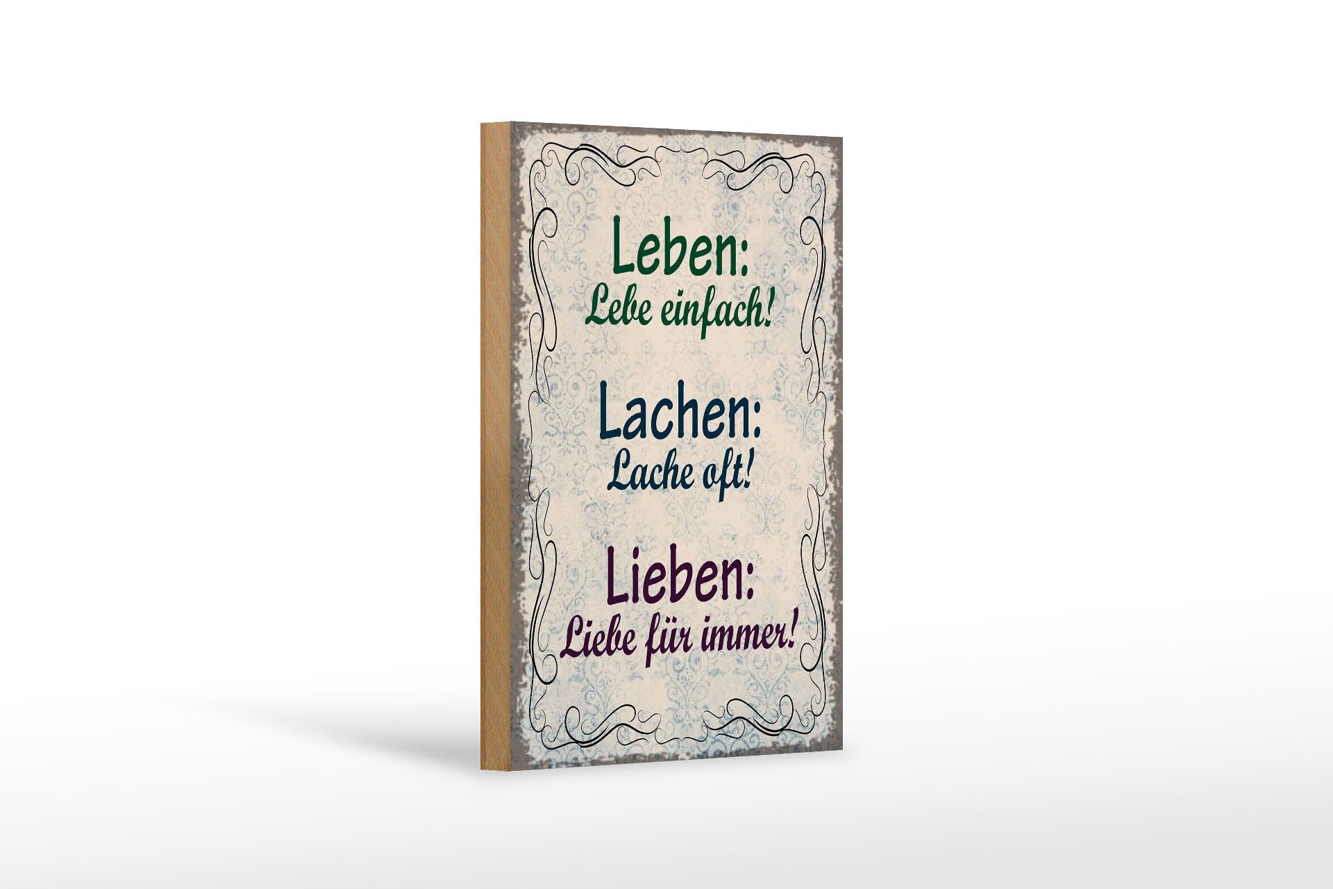 Holzschild Spruch 12x18 cm Leben Lachen Lieben Deko Schild