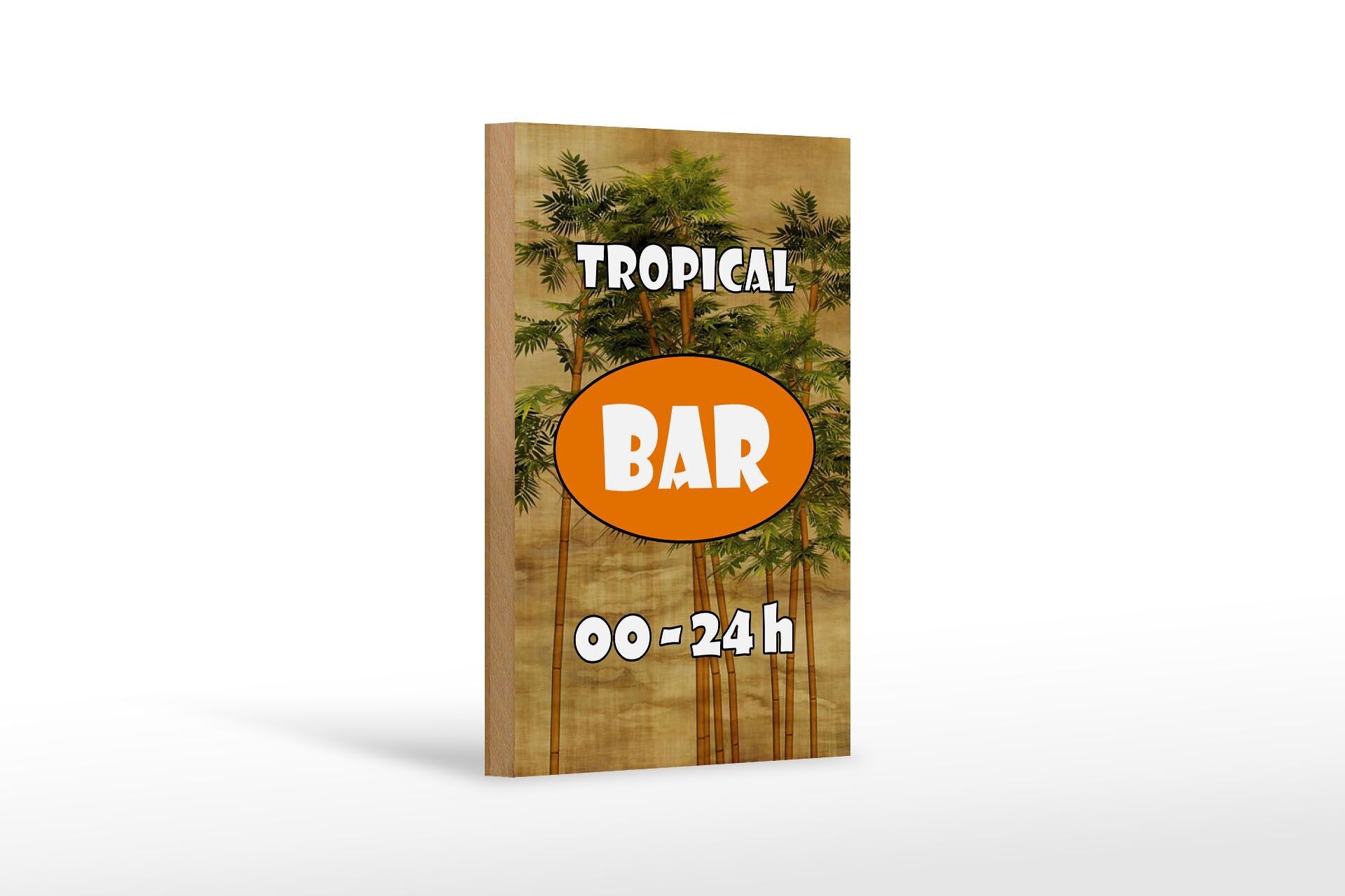 Holzschild Reklame 12x18 cm Tropical Bar 00-24 h Deko Schild
