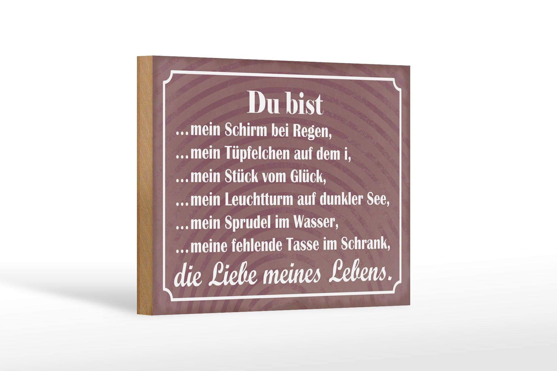 Holzschild Spruch 12x18 cm Du bist die liebe meines Lebens Deko Schild