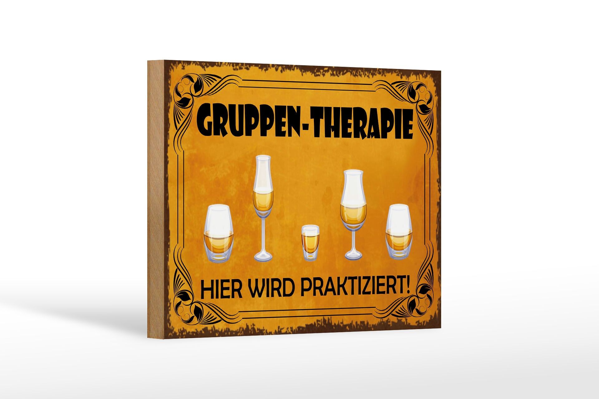 Holzschild Bier 12x18 cm Gruppen Therapie Hier wird praktiziert Deko Schild