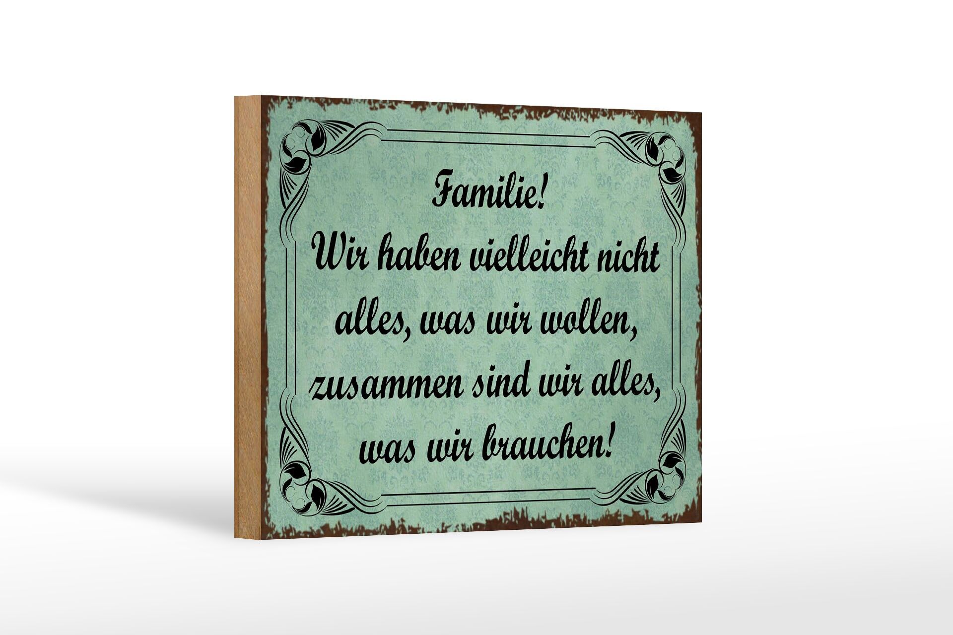 Holzschild Spruch 12x18 cm zusammen sind wir alles, was wir brauchen Schild