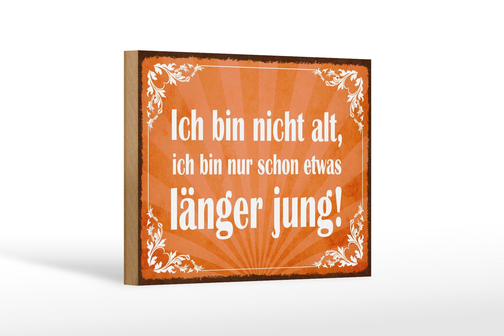 Holzschild Spruch 12x18 cm Ich bin nicht alt, nur etwas länger jung Deko Schild