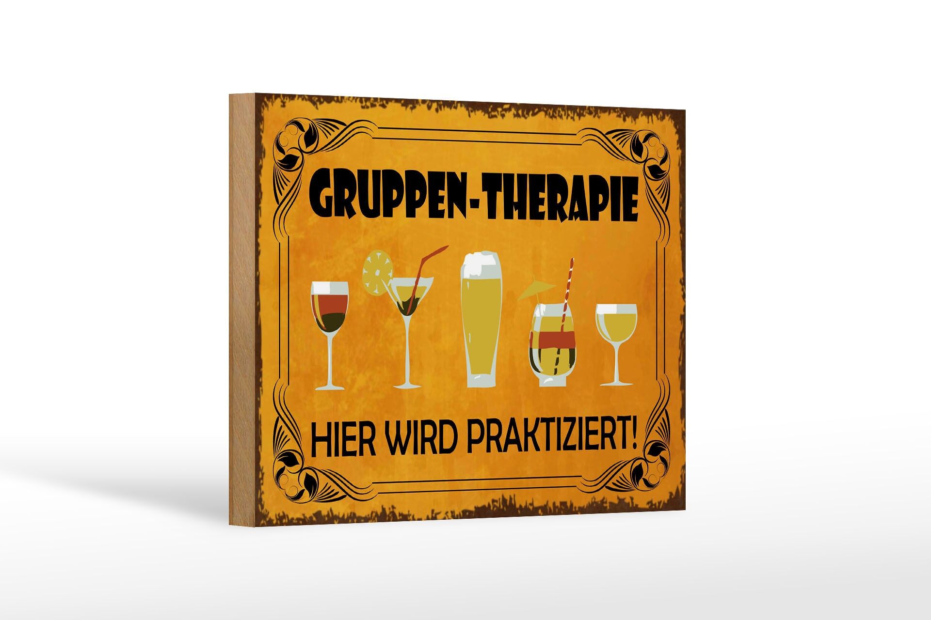 Holzschild Cocktail 12x18 cm Gruppen Therapie Hier wird praktiziert Deko Schild