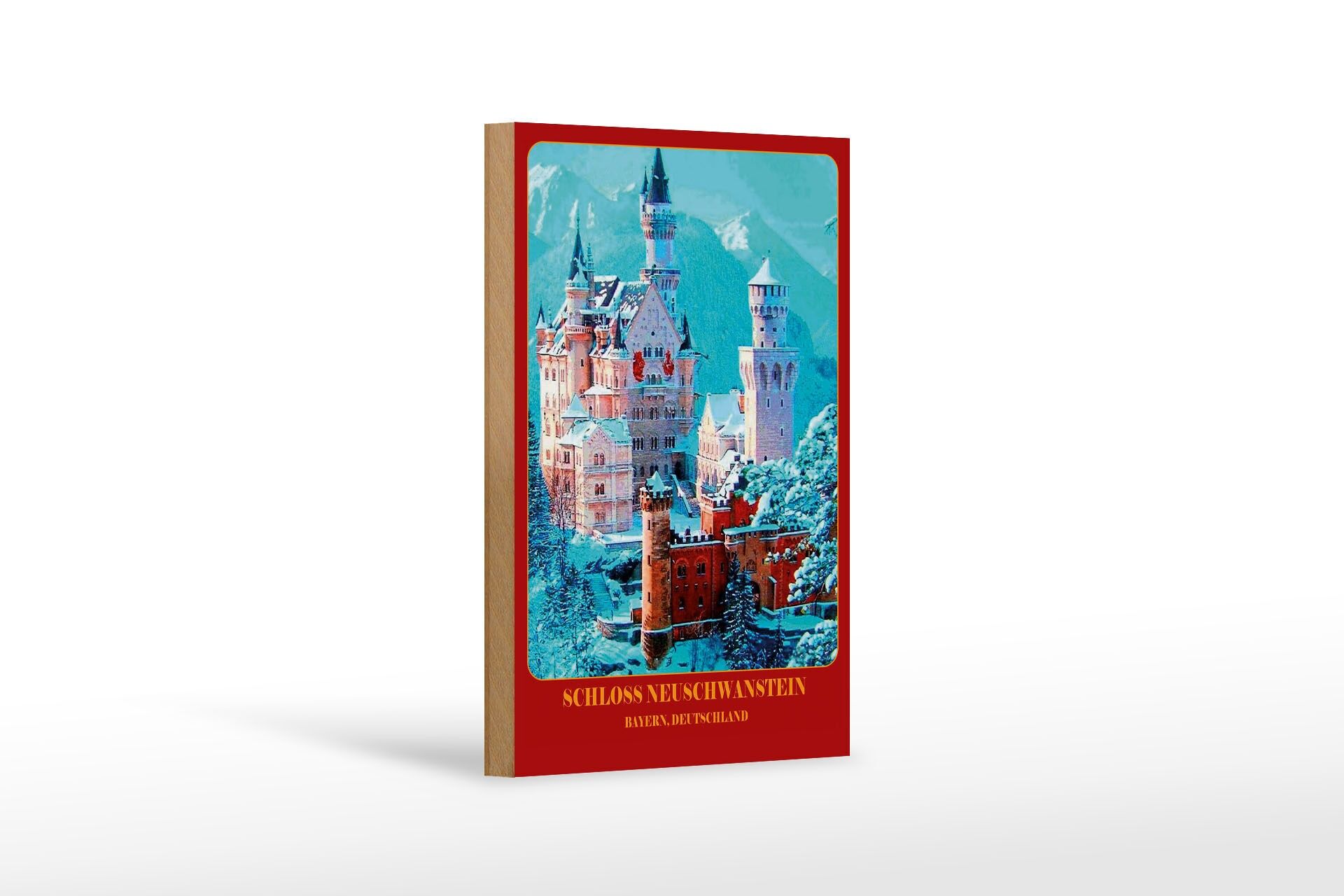 Holzschild Reise 12x18 cm Schloss Neuschwanstein Bayern Deutschland Schild