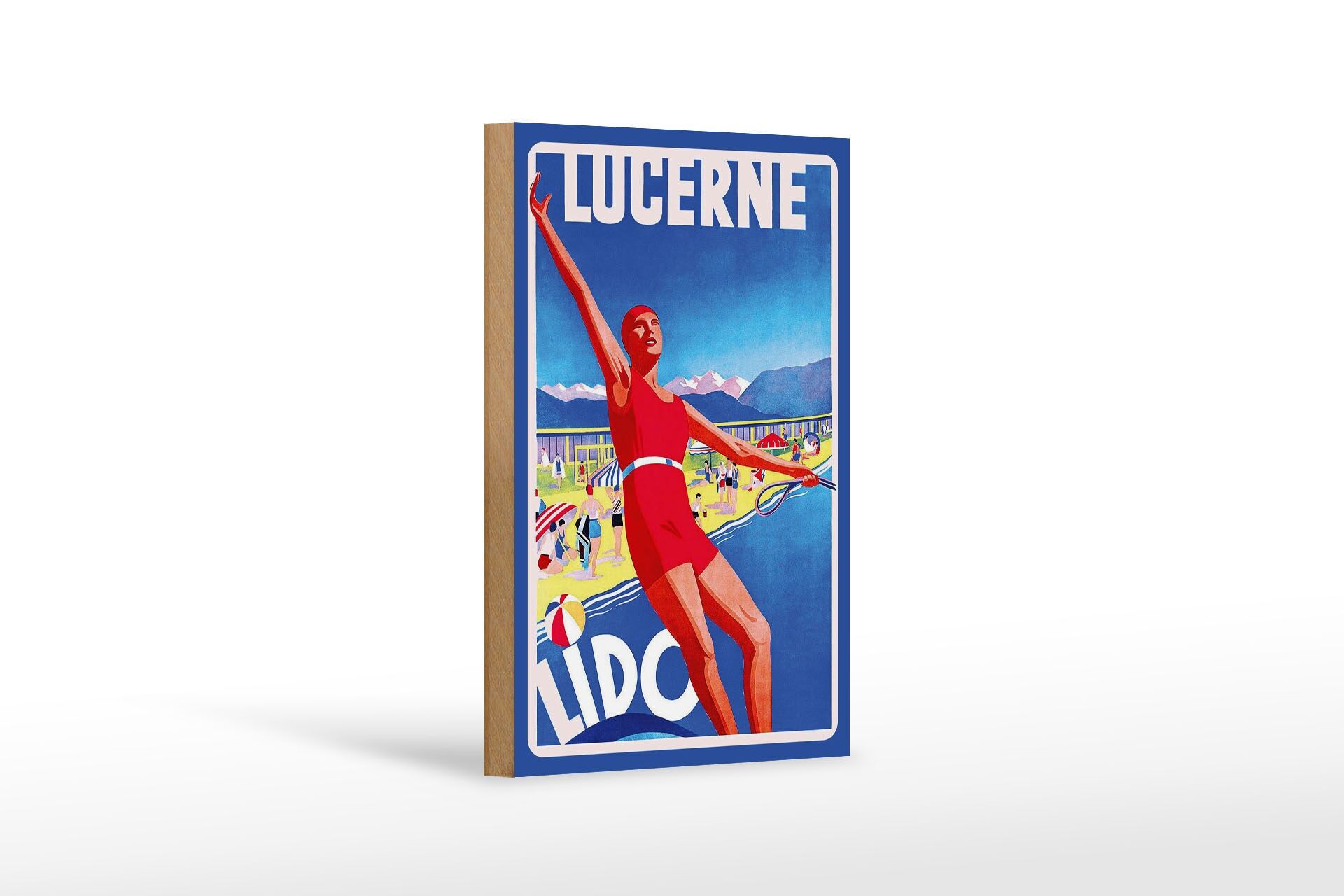 Holzschild Reise 12x18 cm Luzerne Lido Nostalgie Deko Schild