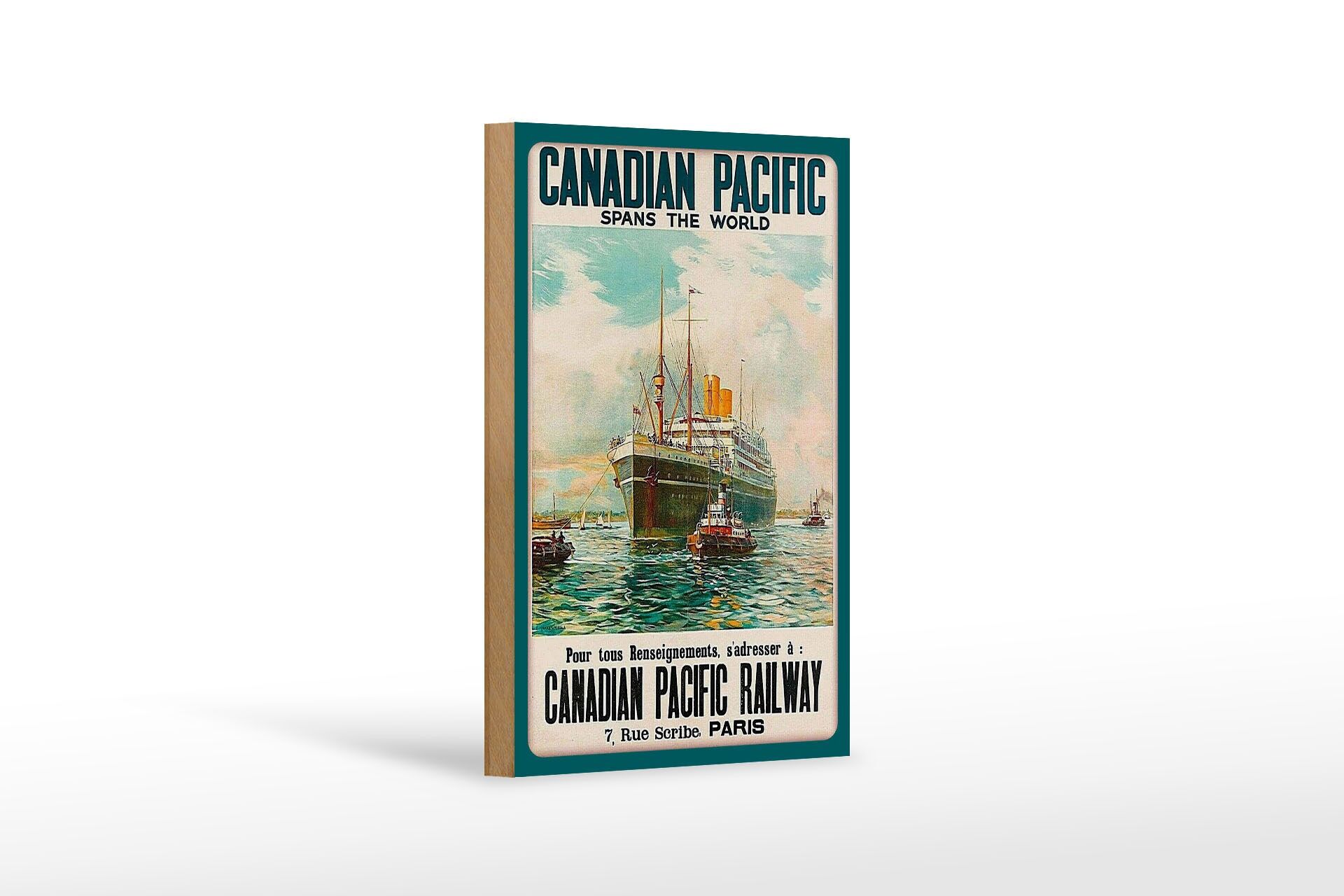 Holzschild Reise 12x18 cm Canadian Pacific Railway Deko Schild