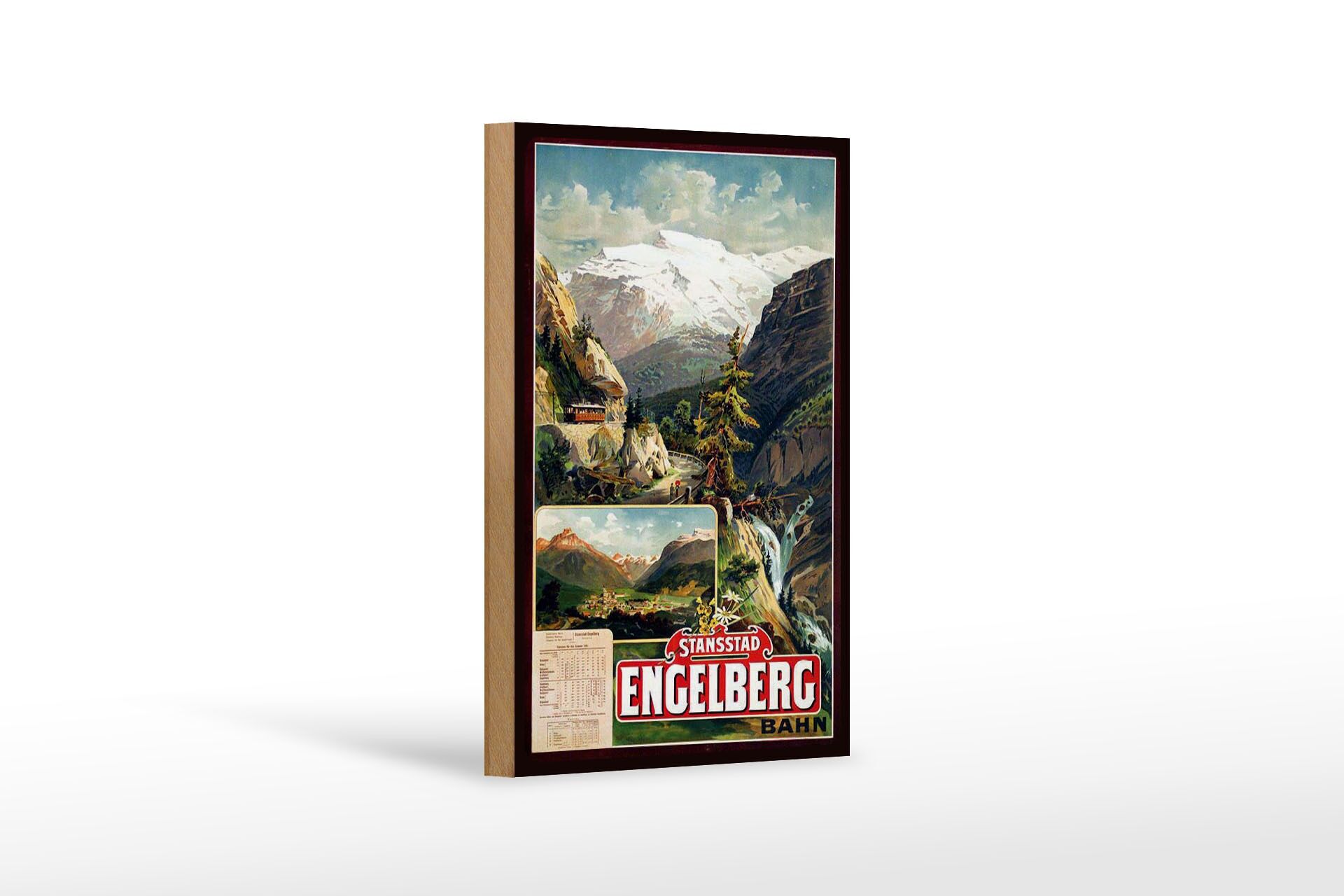 Holzschild Reise 12x18 cm Stansstad Engelberg Bahn Nostalgie Deko Schild