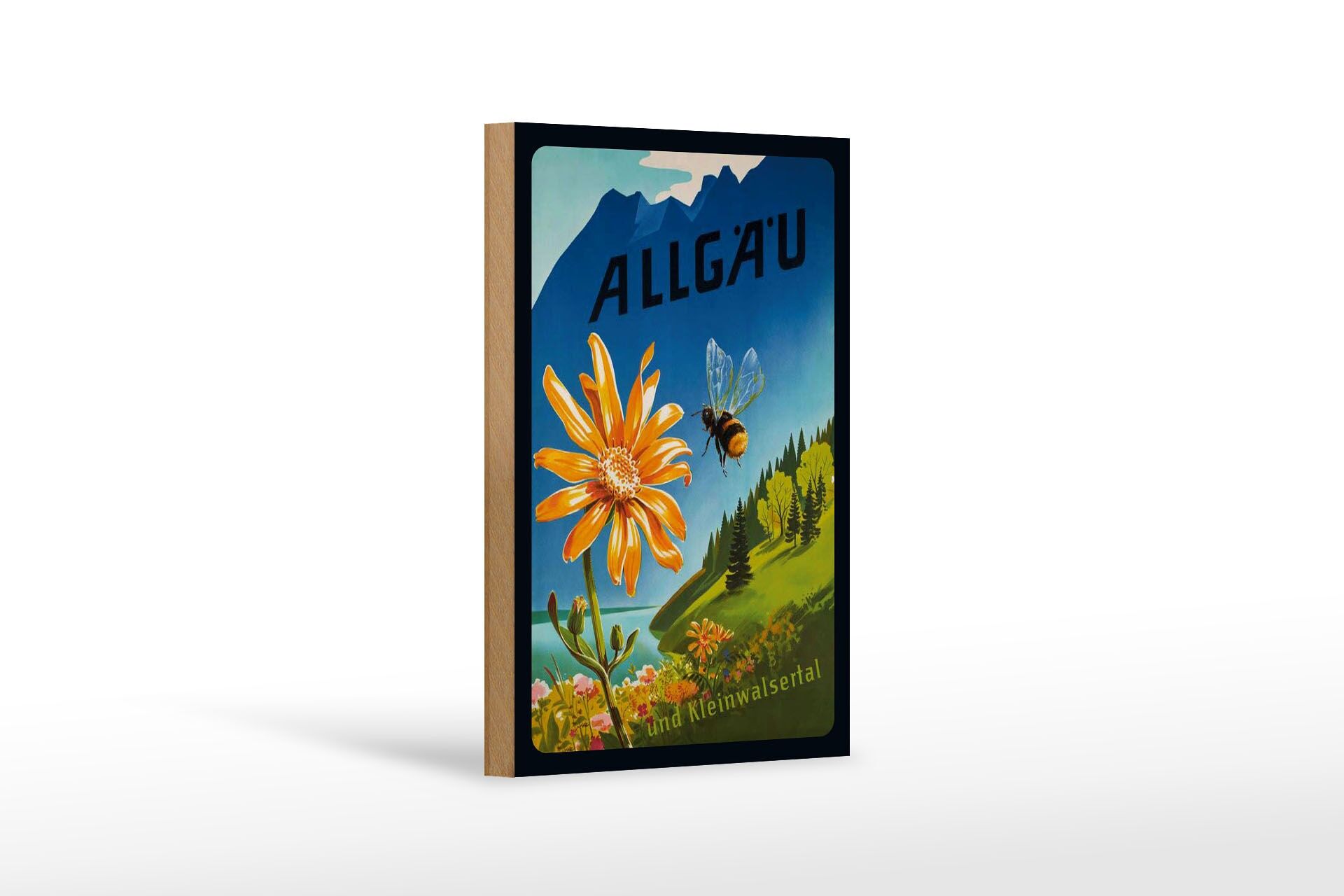 Holzschild Reise 12x18 cm Allgäu und Kleinwalsertal Deko Schild