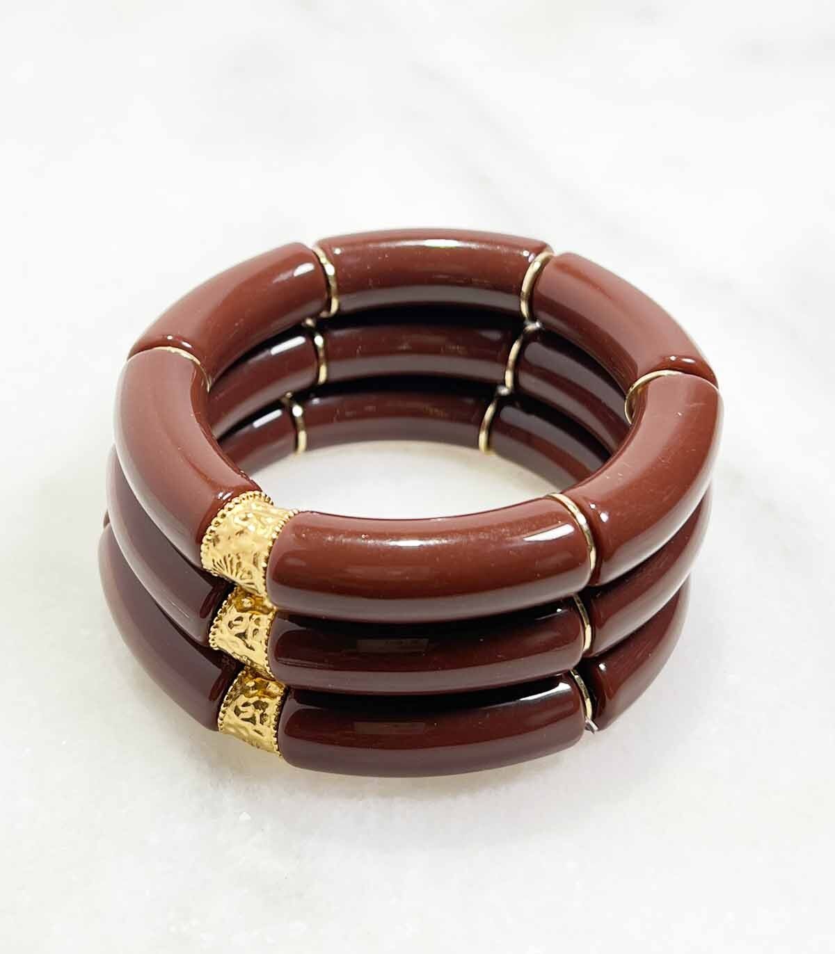 Bracciale tubolare in acrilico su elastico - Full Choco