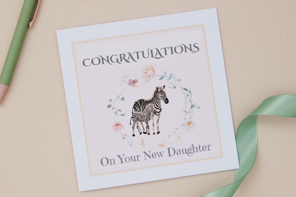 Tarjeta de felicitación por el nacimiento de una hija