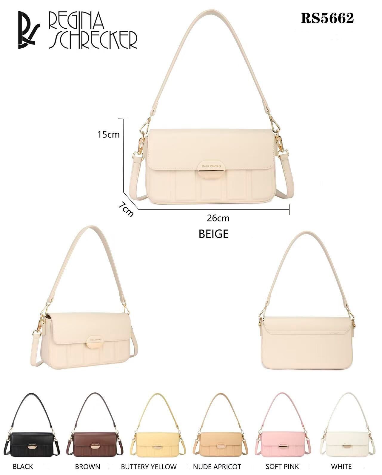 Borsa a tracolla sintetica in stile baguette con manico lungo