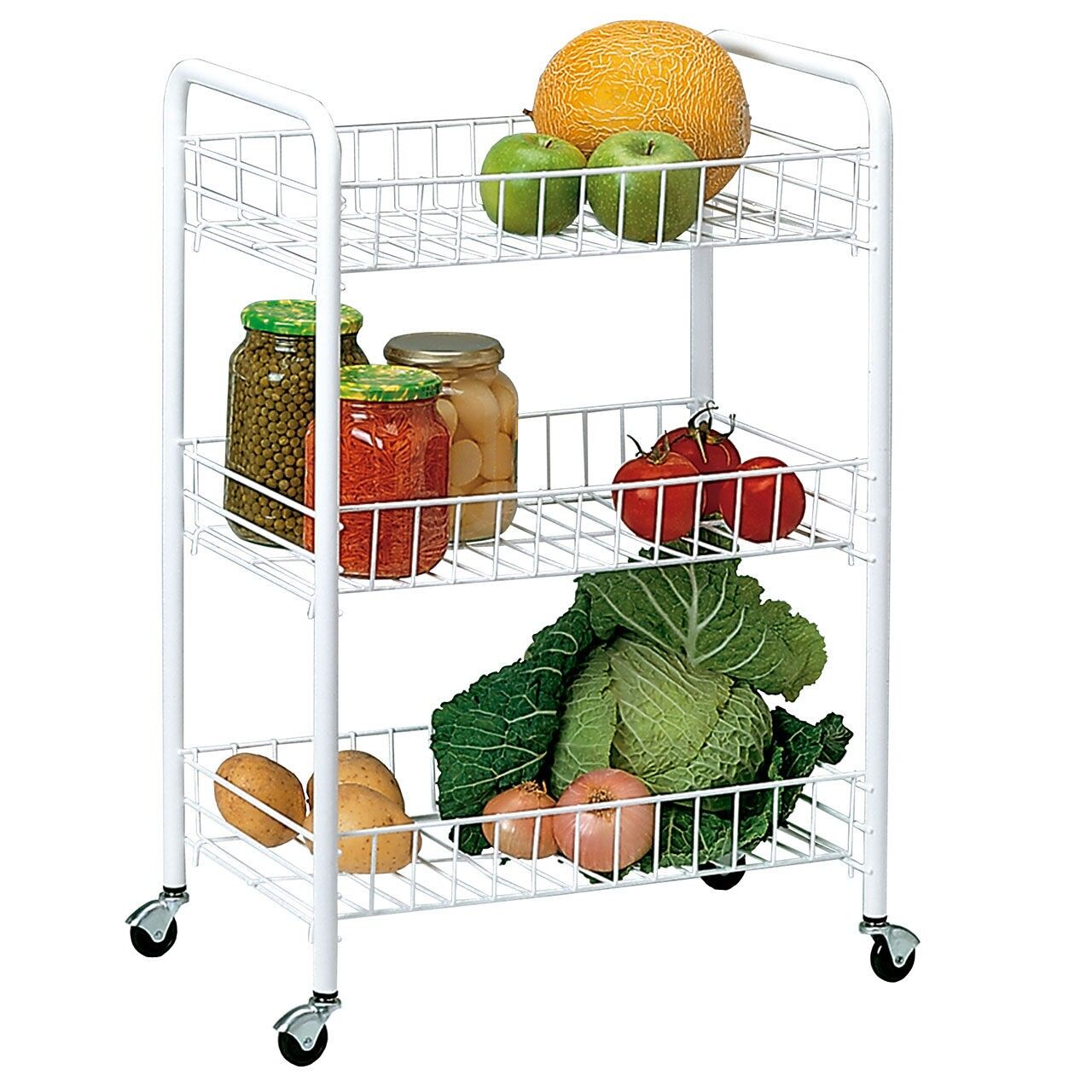 Rayen 1110.01 - Carrito de cocina, verdulero con tres esstantes, Farbe weiß, 41 x 26 x 60 cm,