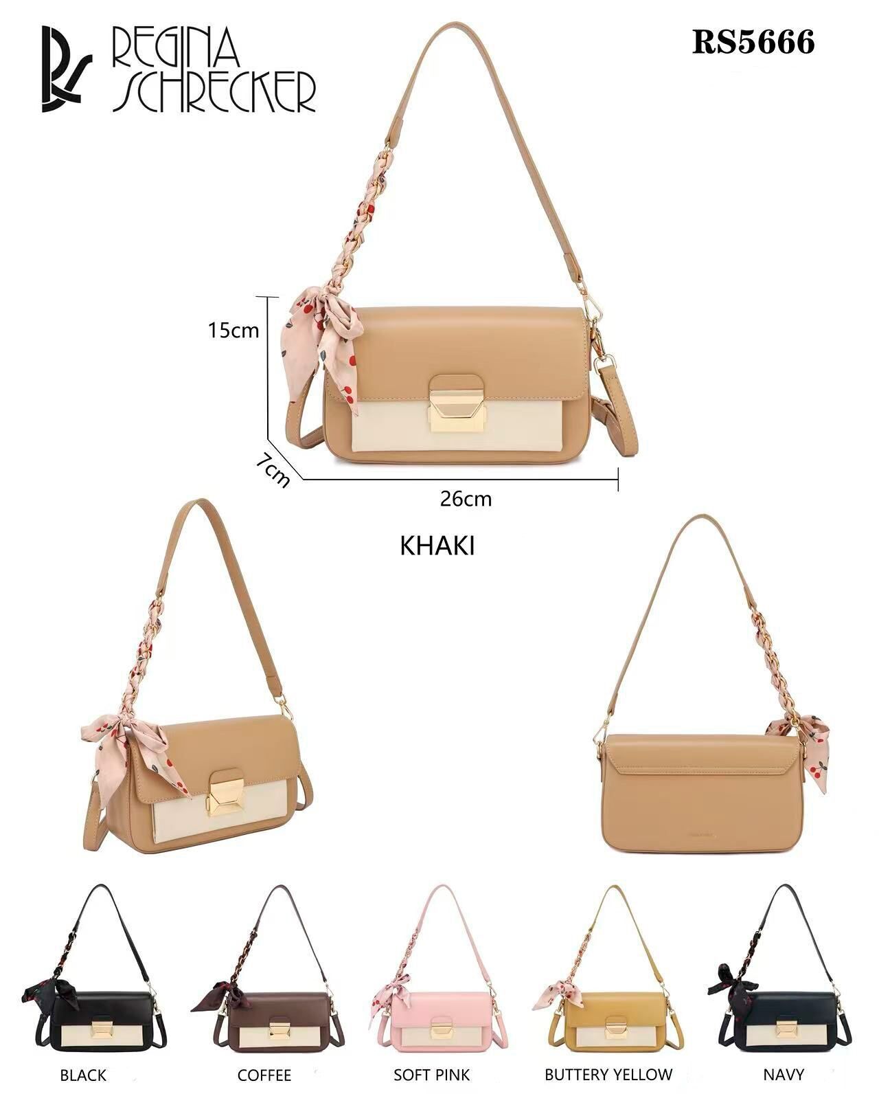 Borsa a tracolla sintetica bicolore con fiocco decorativo