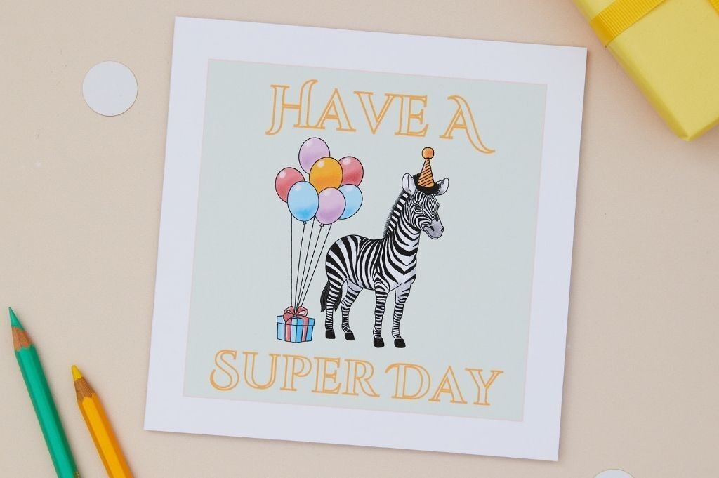 Biglietto di auguri per bambini - Biglietto di auguri zebrato