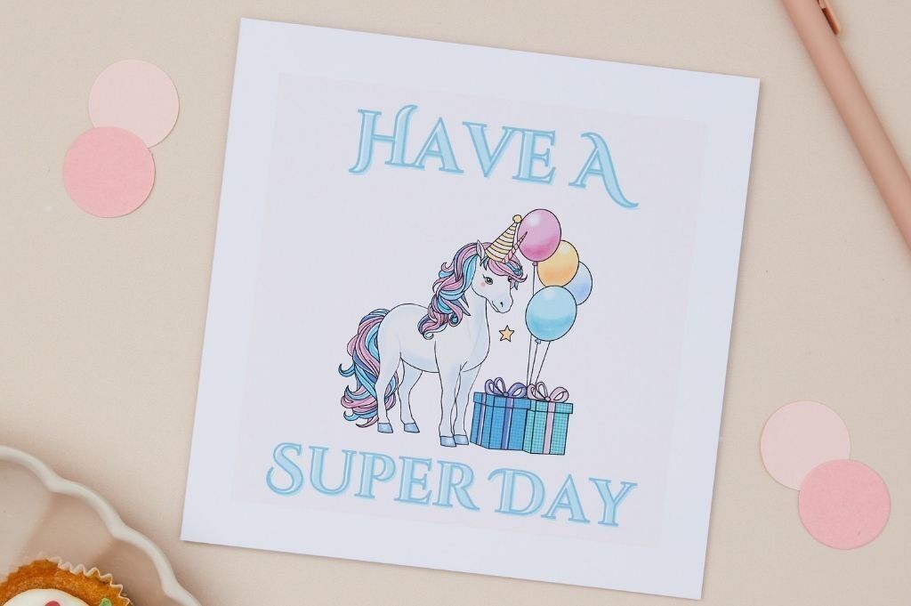 Biglietto di auguri per bambini - Biglietto di auguri con unicorno