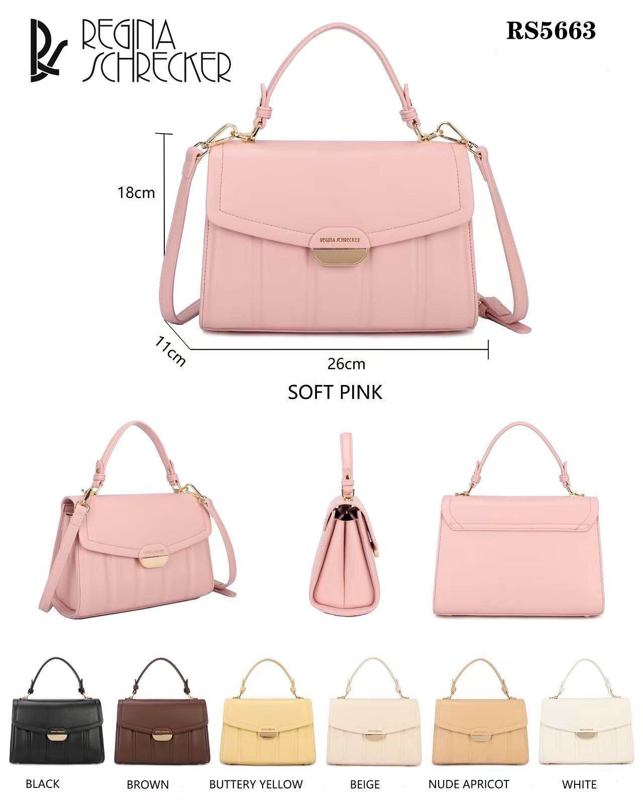 Borsa a mano sintetica con patta e 2 scomparti