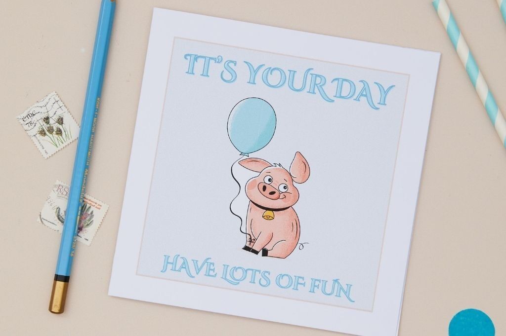 Kindergeburtstagsfeier – Lustige Party-Sparschwein-Karte