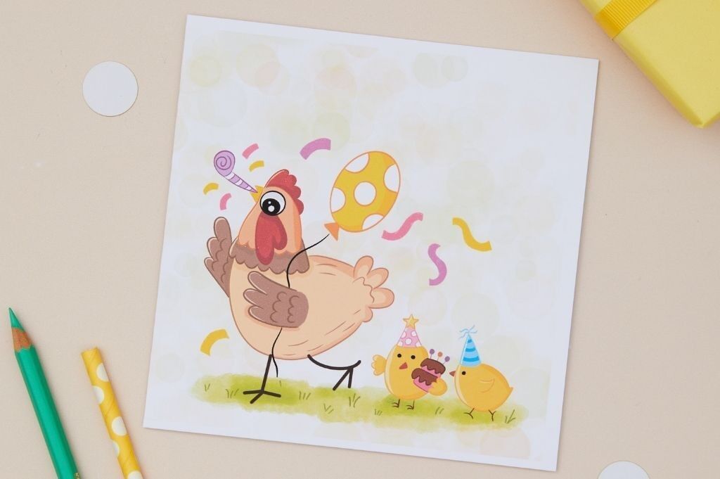 Children's Birthday Party Chicken Greeting Card