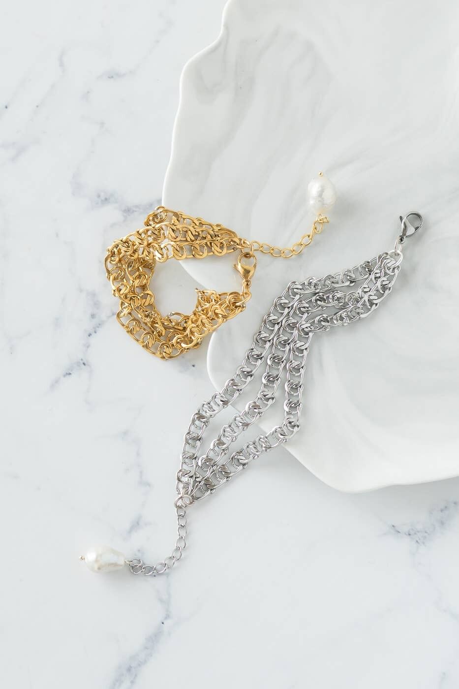 Pulsera triple de cadena de acero