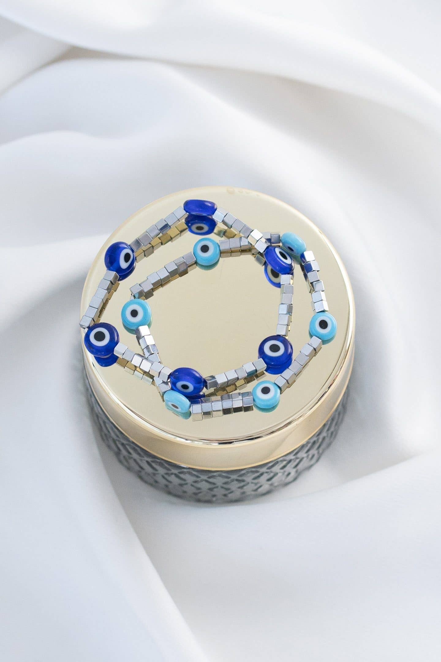 Bracelets de protection contre le mauvais œil en hématite argentée