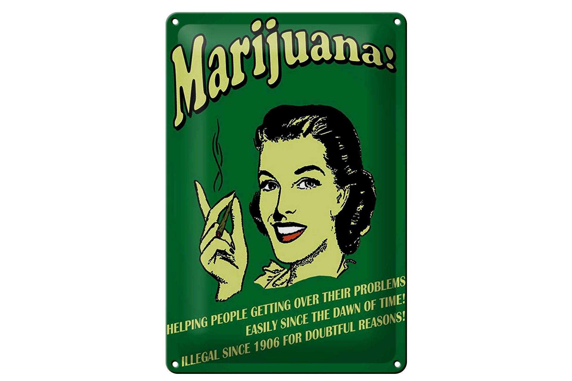 Blechschild Spruch 20x30 cm Marijuana Helping people getting over Deko Schild