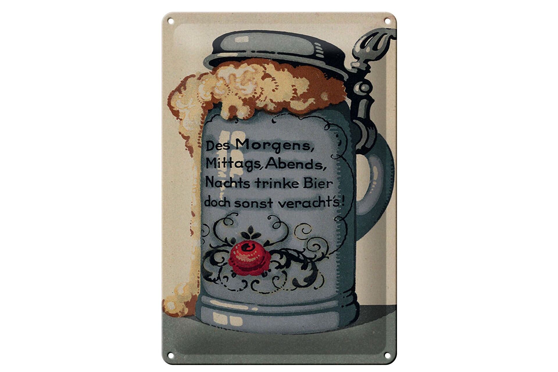 Blechschild Spruch 20x30 cm trinke Bier doch sonst verachts Bierkrug Schild