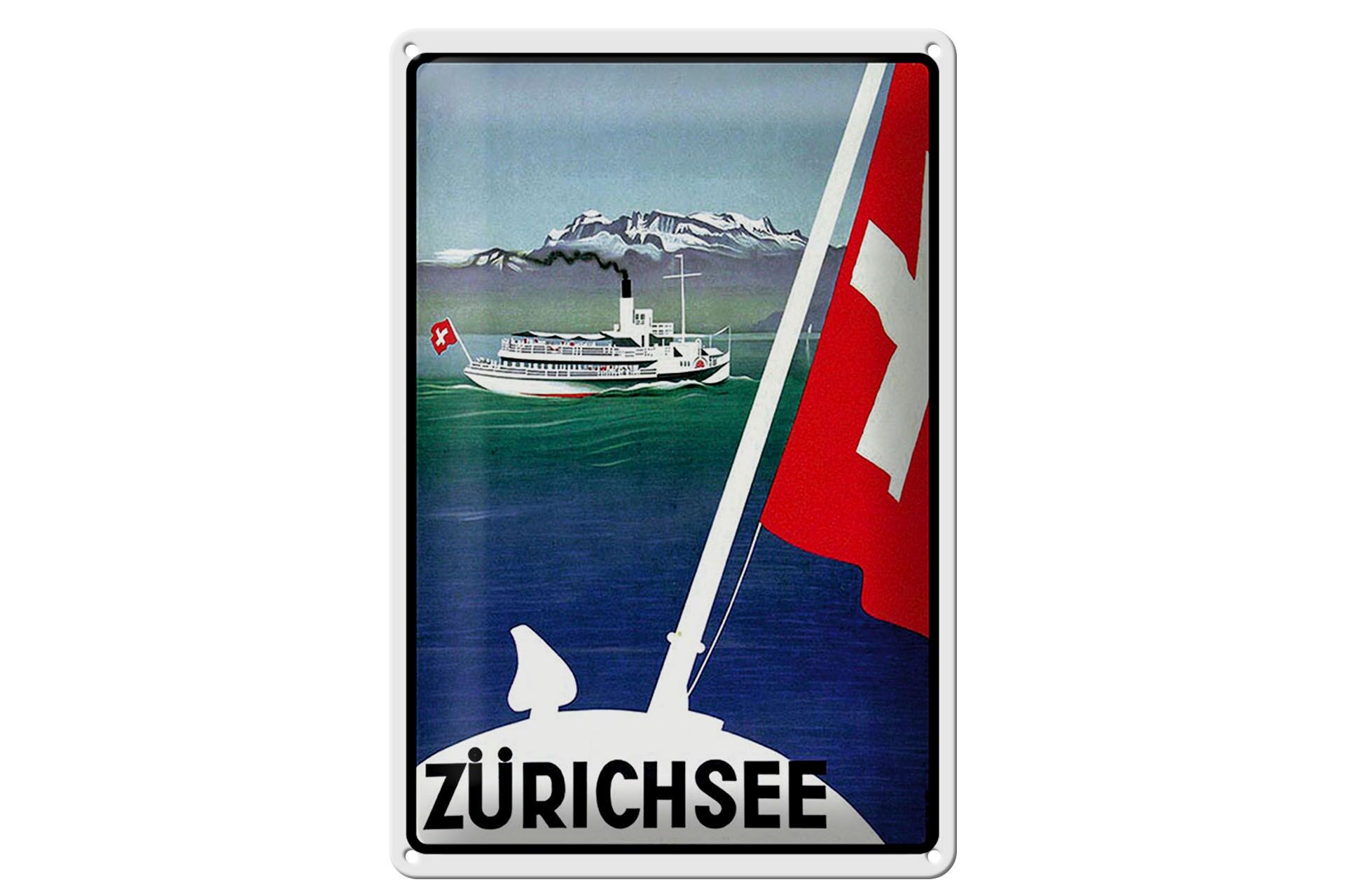 Blechschild Reise 20x30 cm Zürich Schweiz Kreuzfahrtschiff Deko Schild