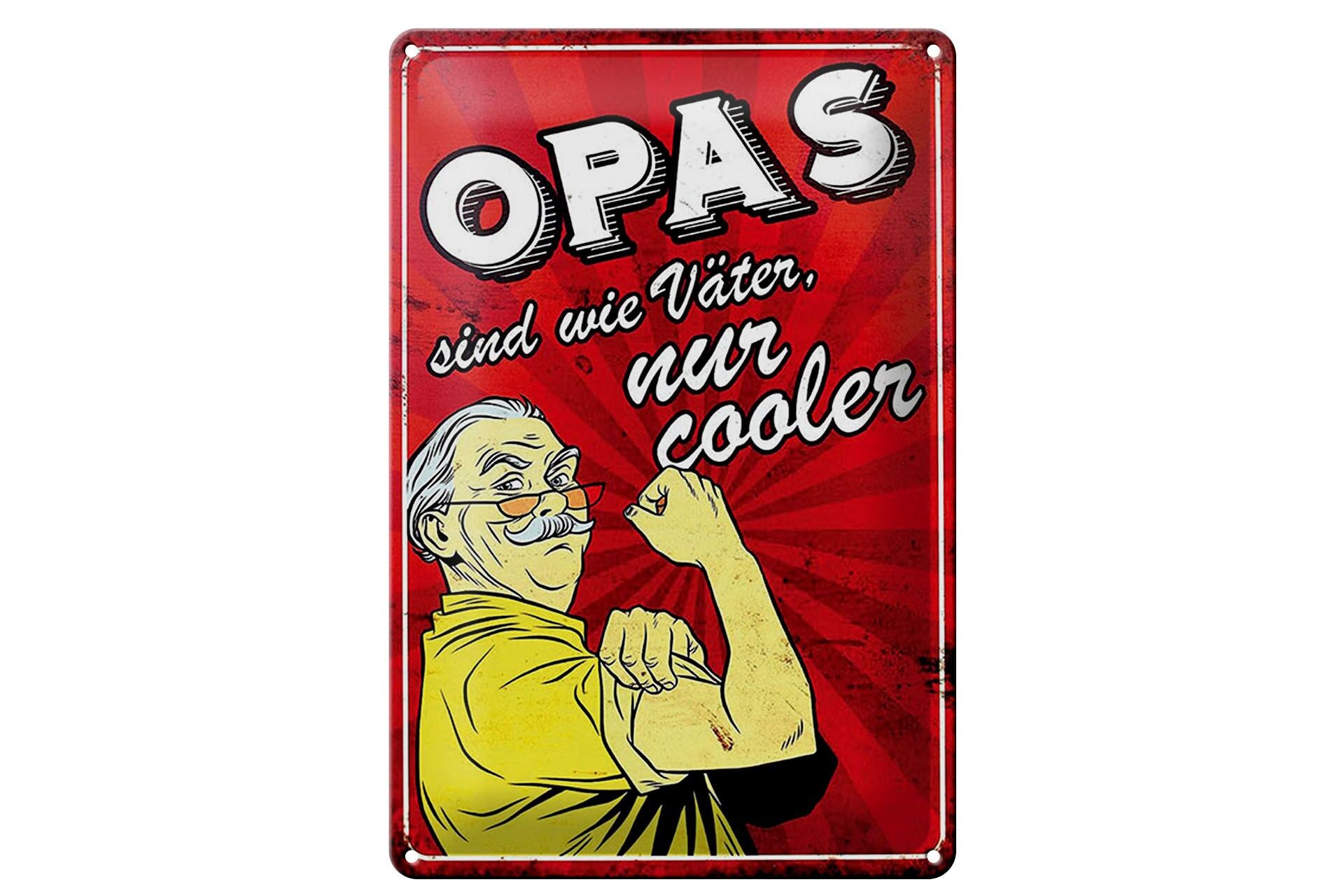 Blechschild Spruch 20x30 cm Opas sind wie Väter nur cooler rotes Deko Schild