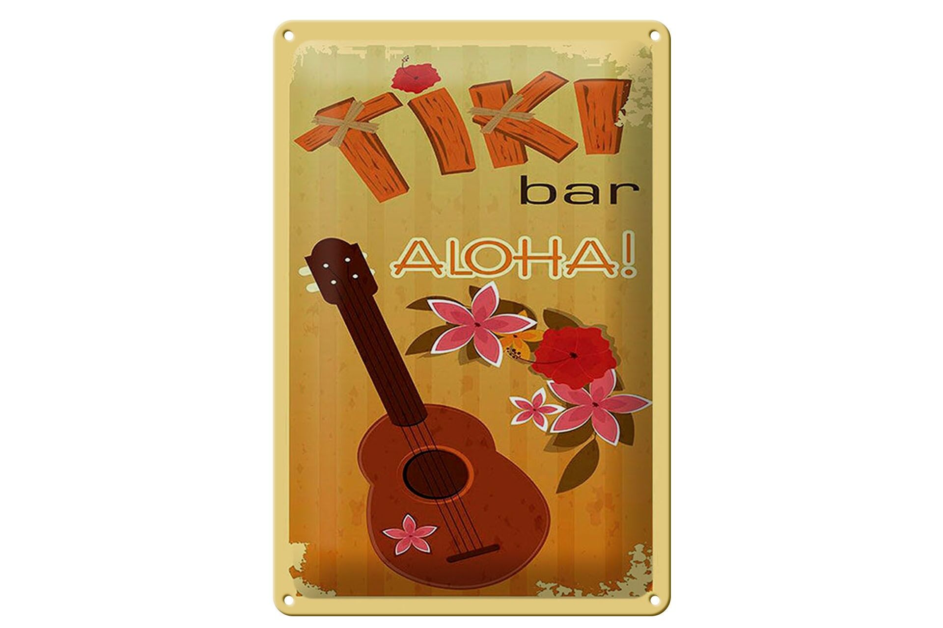 Blechschild Reklame 20x30 cm Tiki Bar Aloha Gitarre Deko Schild