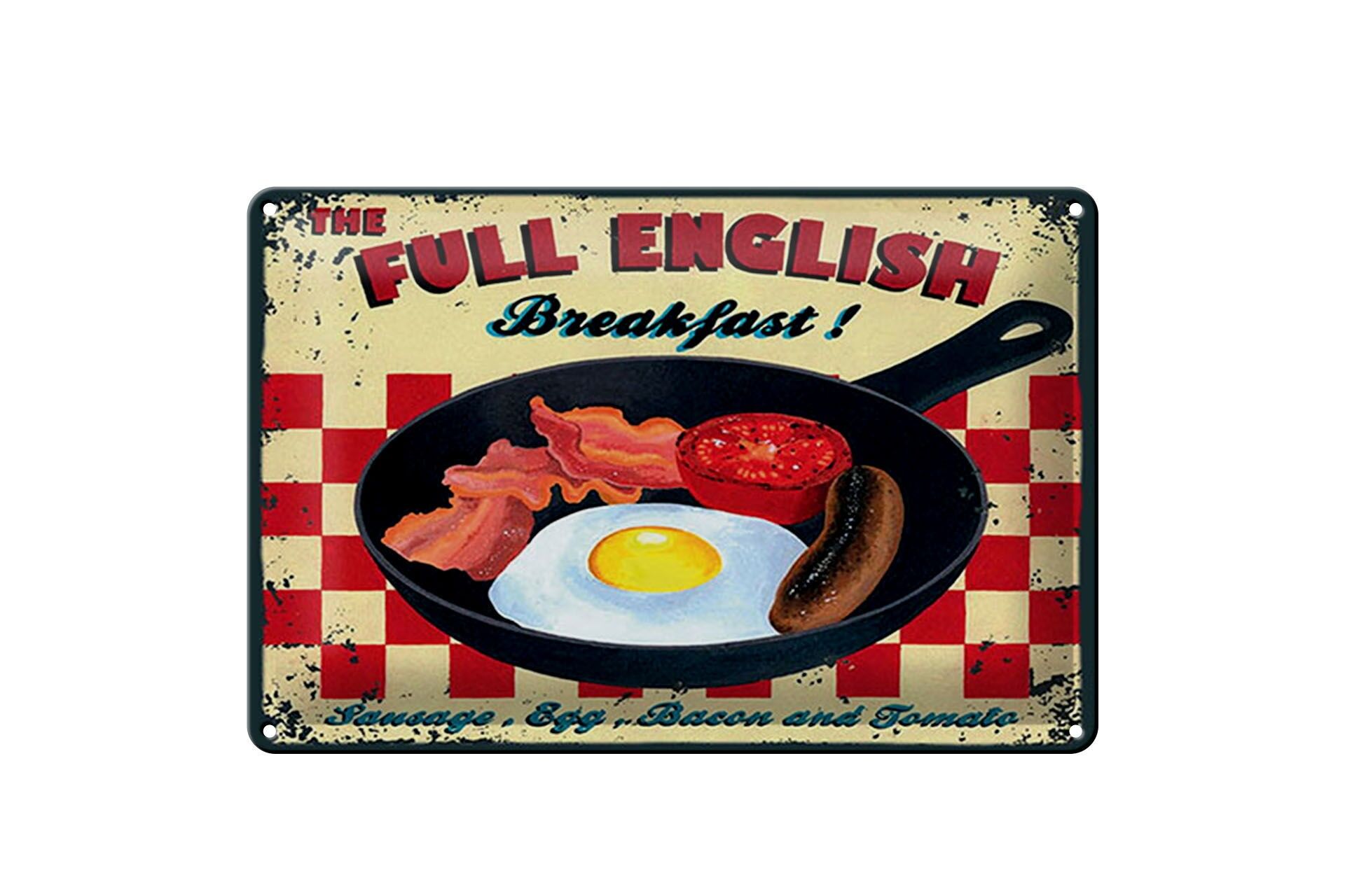 Blechschild Reklame 20x30 cm Full english Breakfast Retro Deko Schild