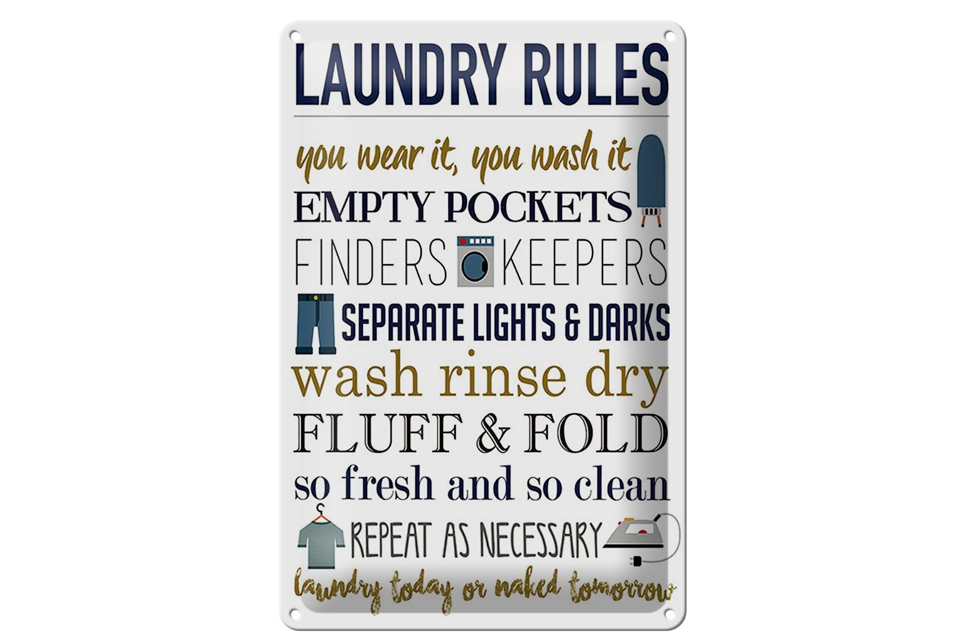 Blechschild Spruch 20x30 cm Landry rules Deko Schild