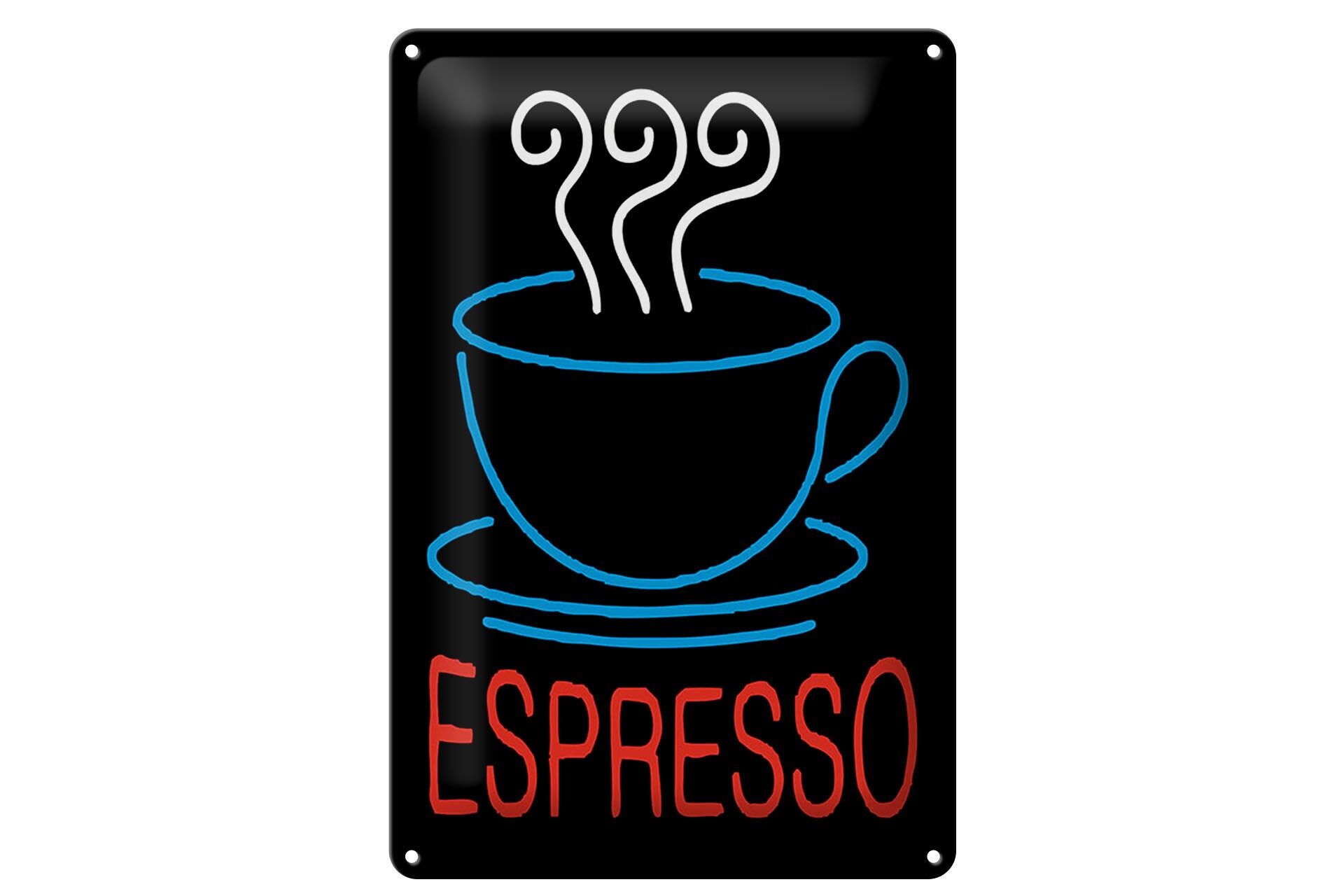 Blechschild Reklame 20x30 cm Espresso Neonoptik Deko Schild