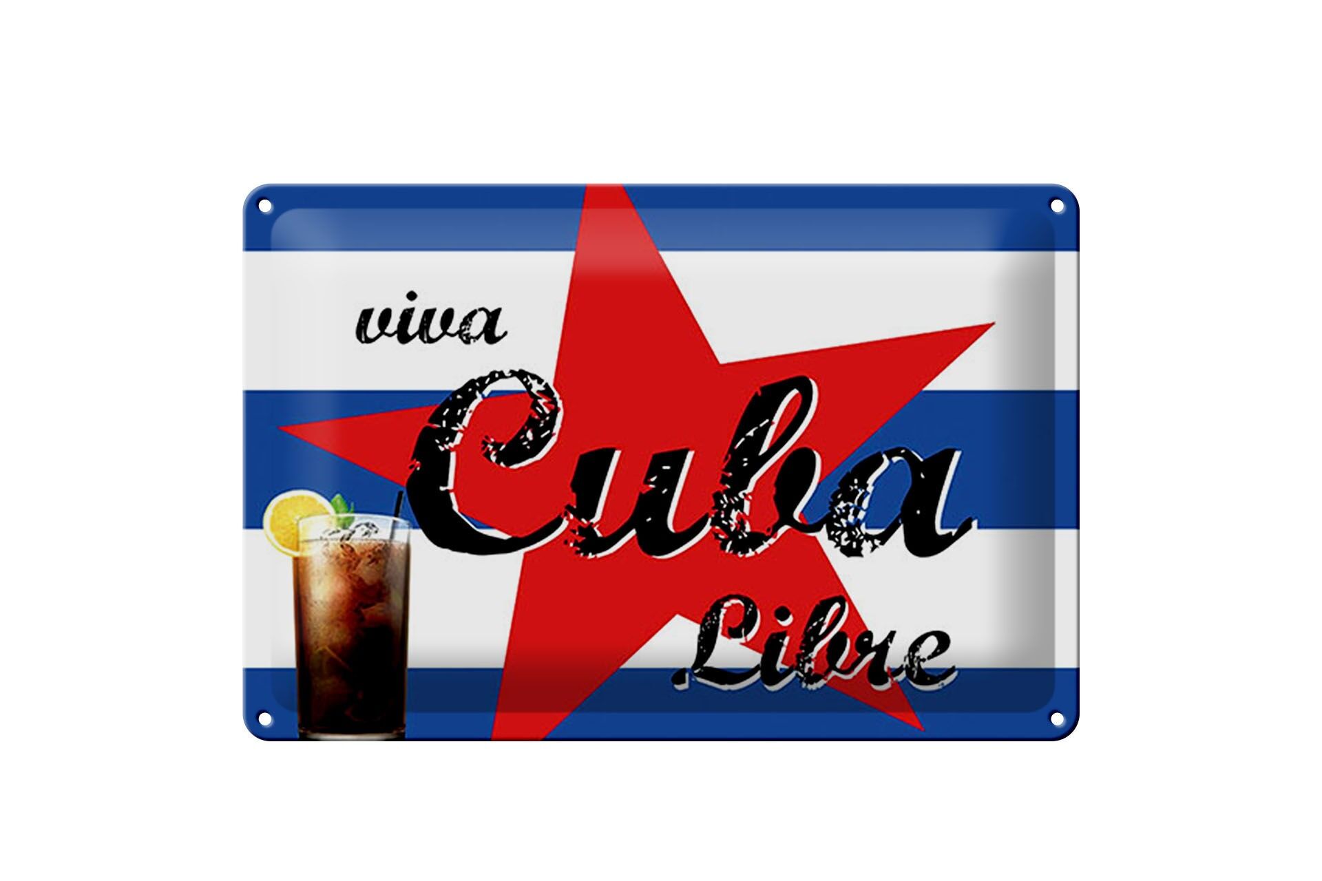 Blechschild Cocktail 20x30 cm viva Cuba Libre Glas Deko Schild