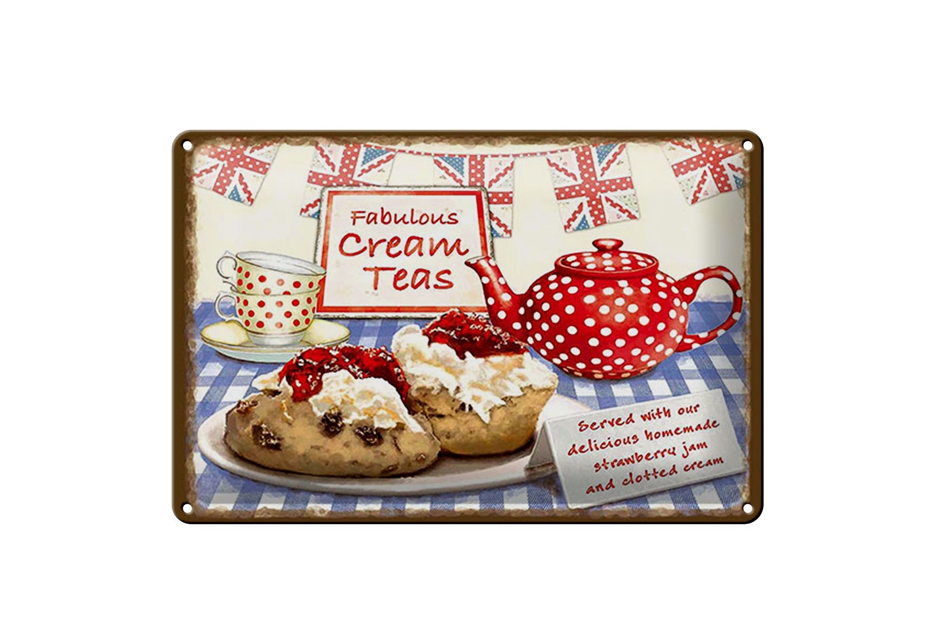 Blechschild Reklame 20x30 cm Fabulous Cream Teas Retro Deko Schild