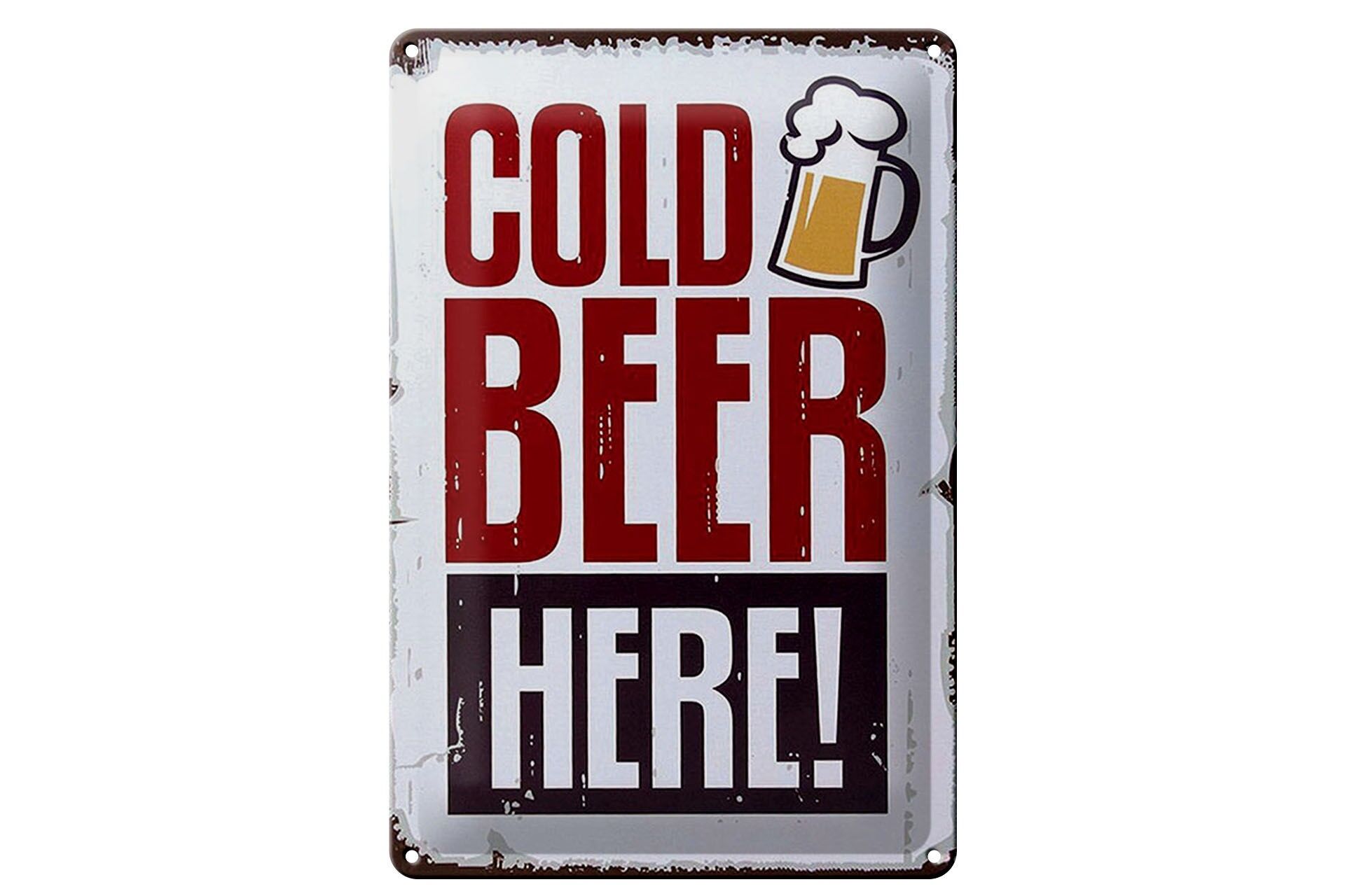 Blechschild Reklame 20x30 cm cold beer here Deko Schild