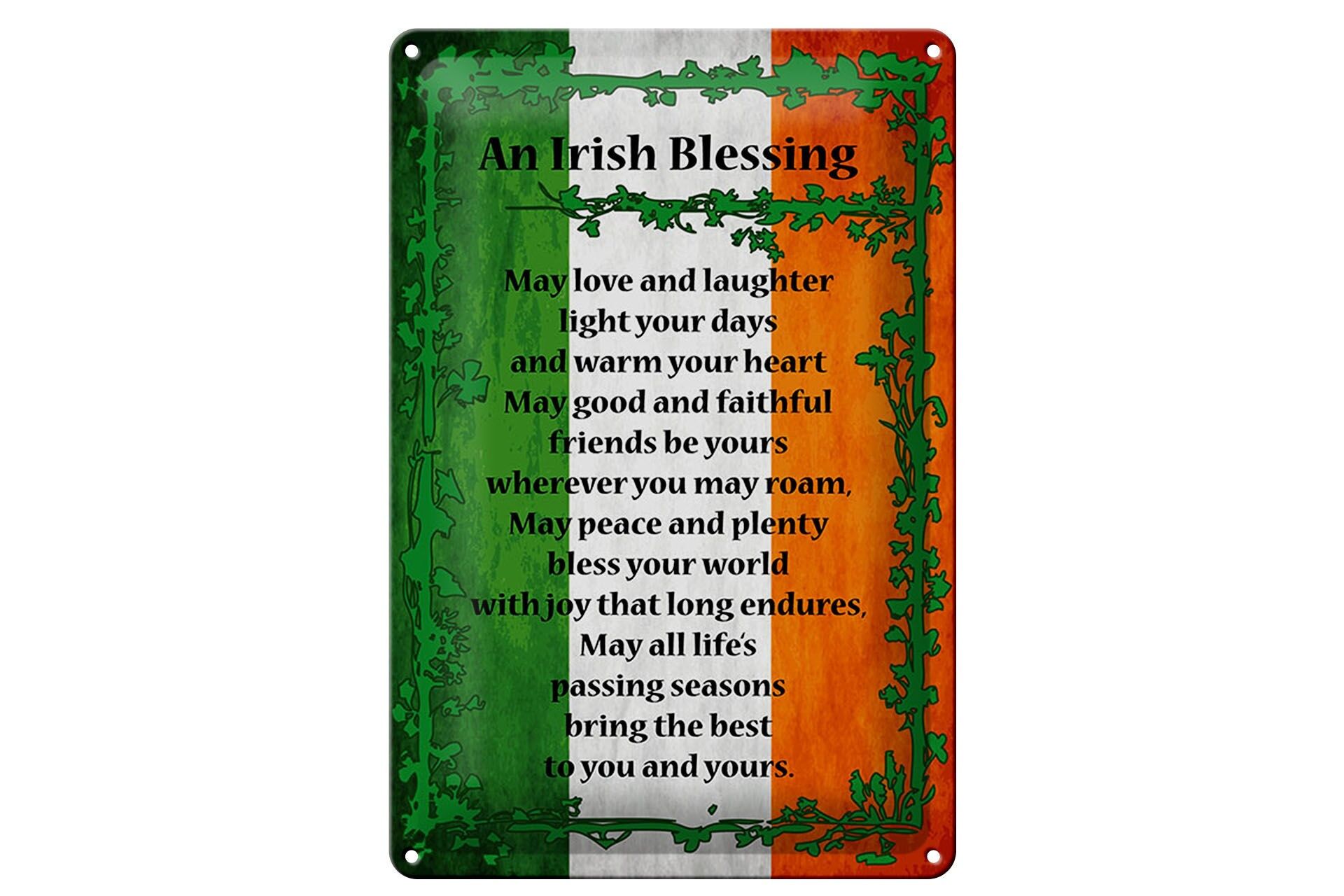 Blechschild Spruch 20x30 cm an Irish Blessing Deko Schild