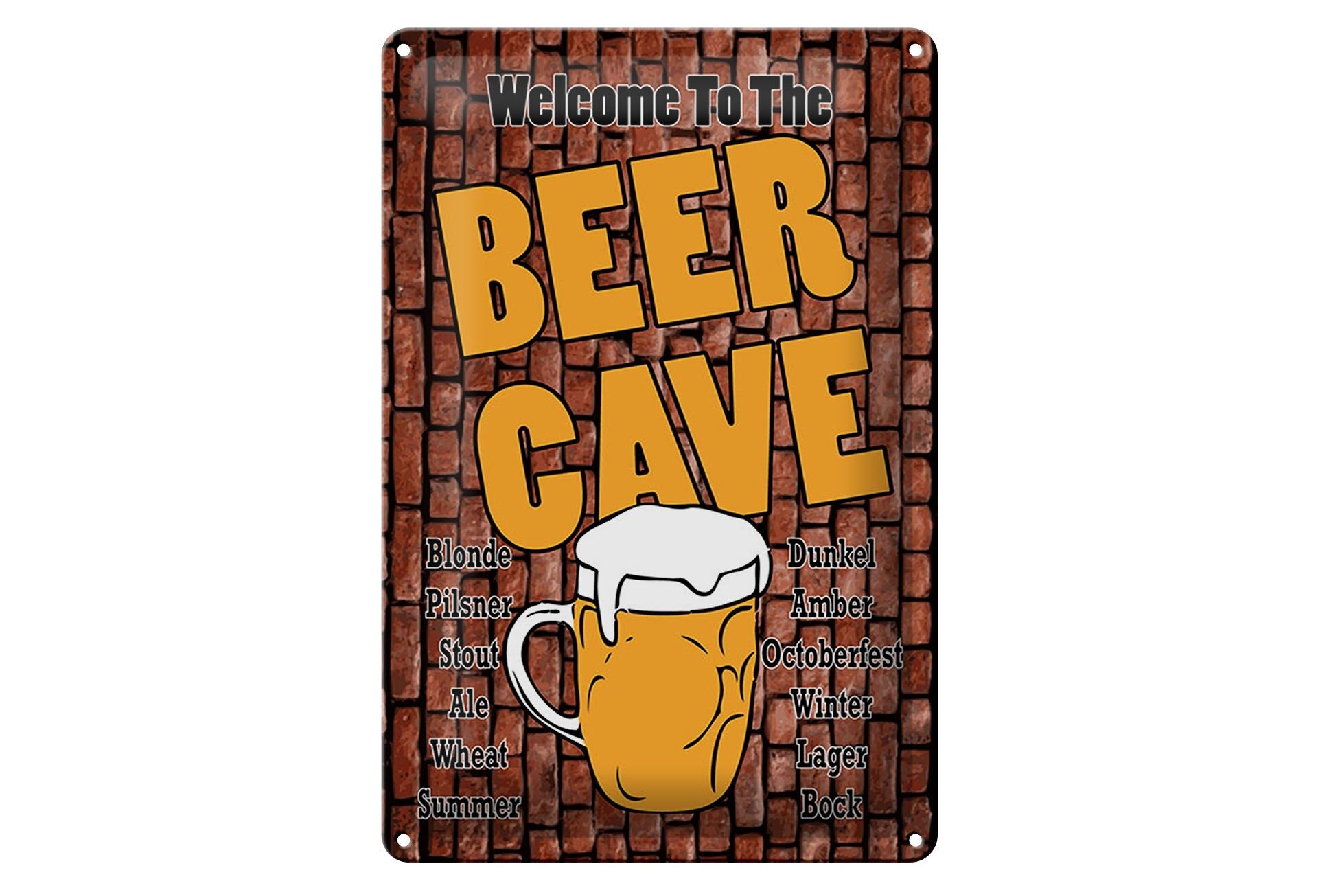 Blechschild Hinweis 20x30 cm Welcome to the Beer Cave Deko Schild
