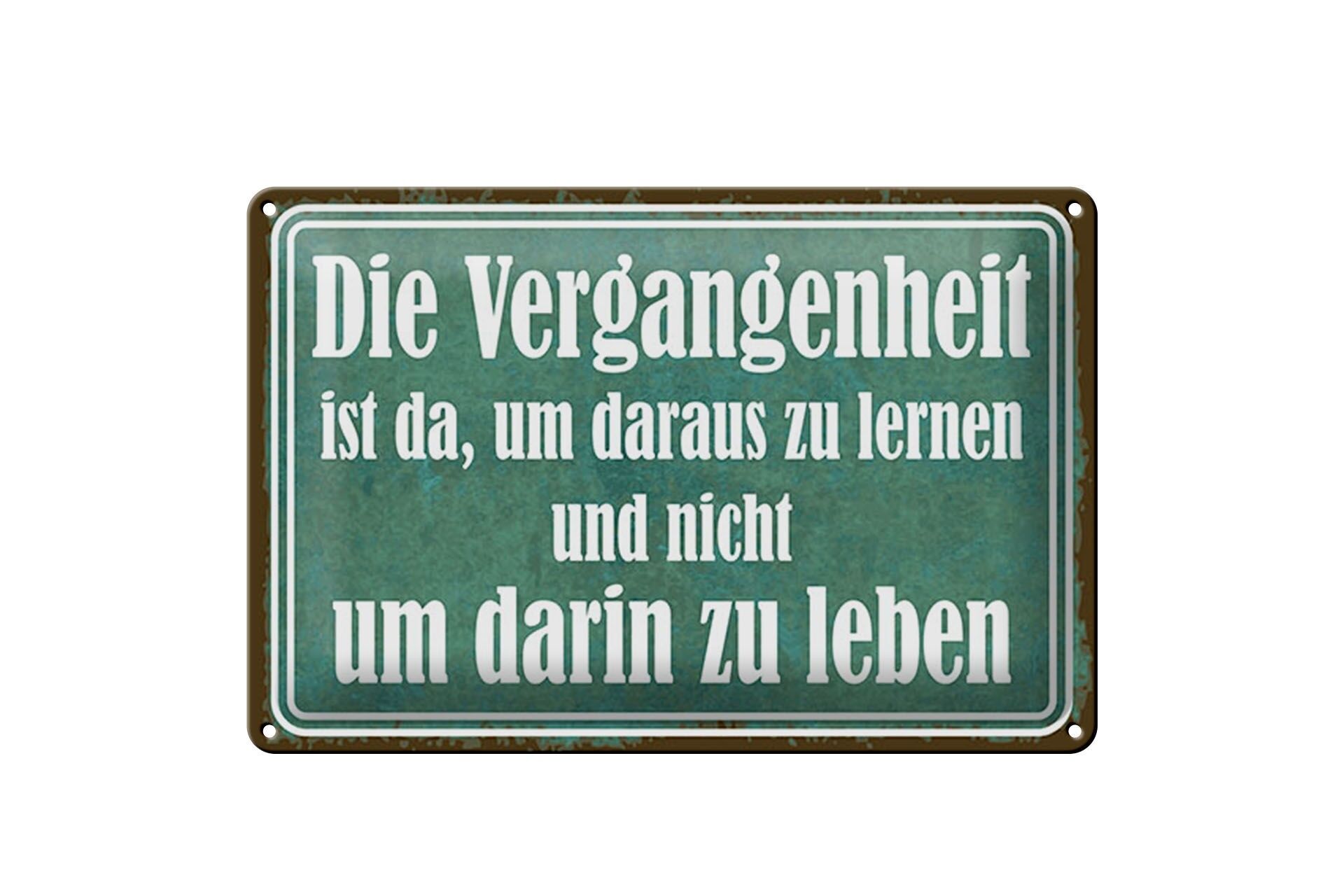Blechschild Spruch 20x30 cm Vergangenheit ist da um daraus zu lernen Schild