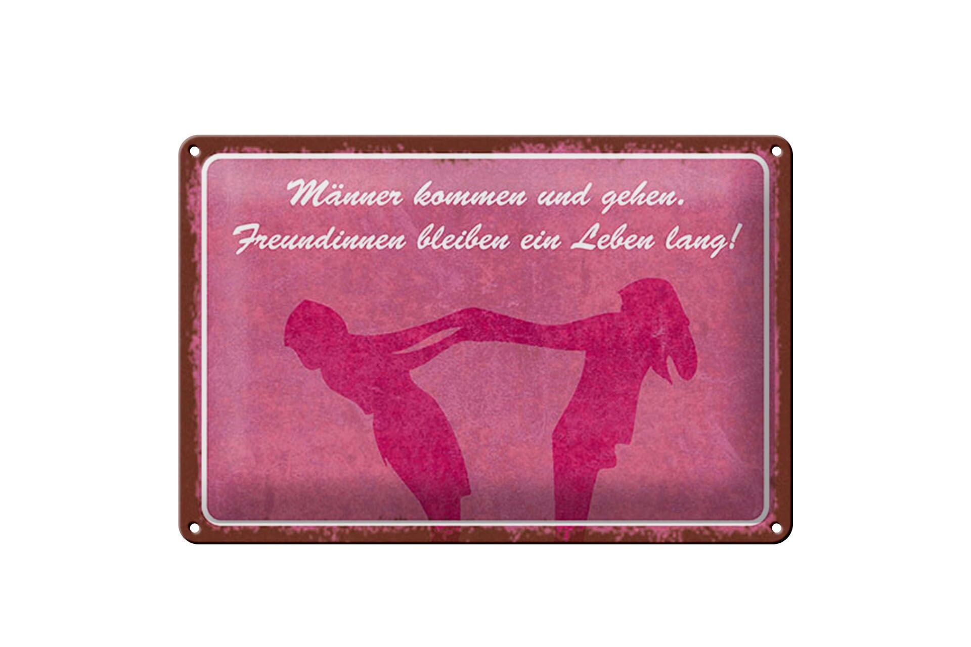 Blechschild Spruch 20x30 cm Freundinnen bleiben ein Leben lang Deko Schild