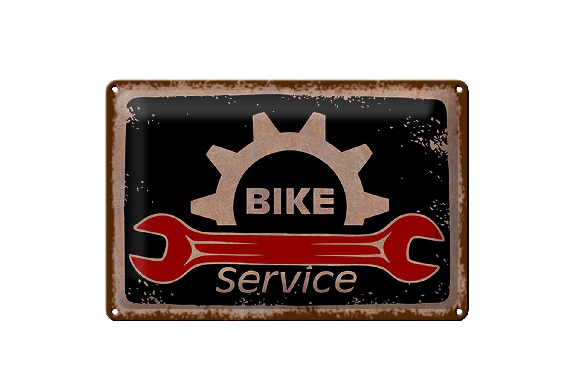 Blechschild Reklame 20x30 cm Bike Service Schraubenschlüssel Deko Schild