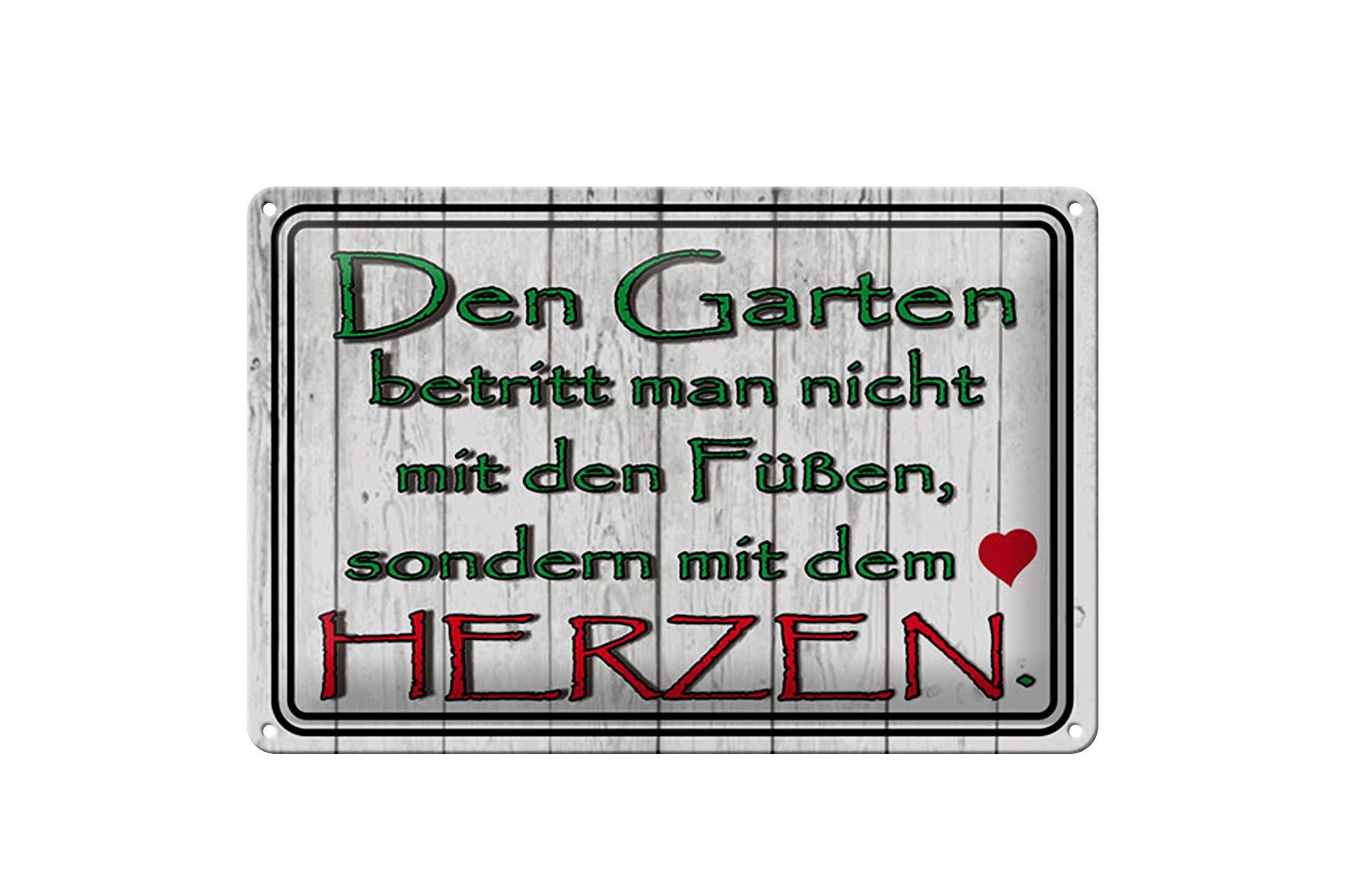 Blechschild Spruch 20x30 cm Garten betritt man nicht mit den Füßen Deko Schild