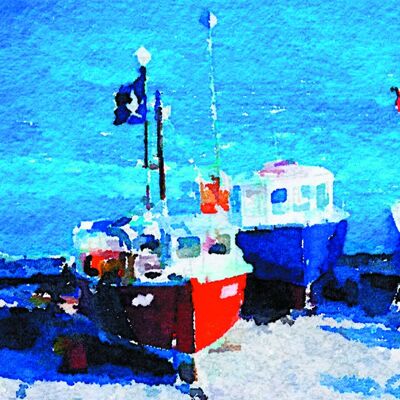 Fishing boats 10cm mini card