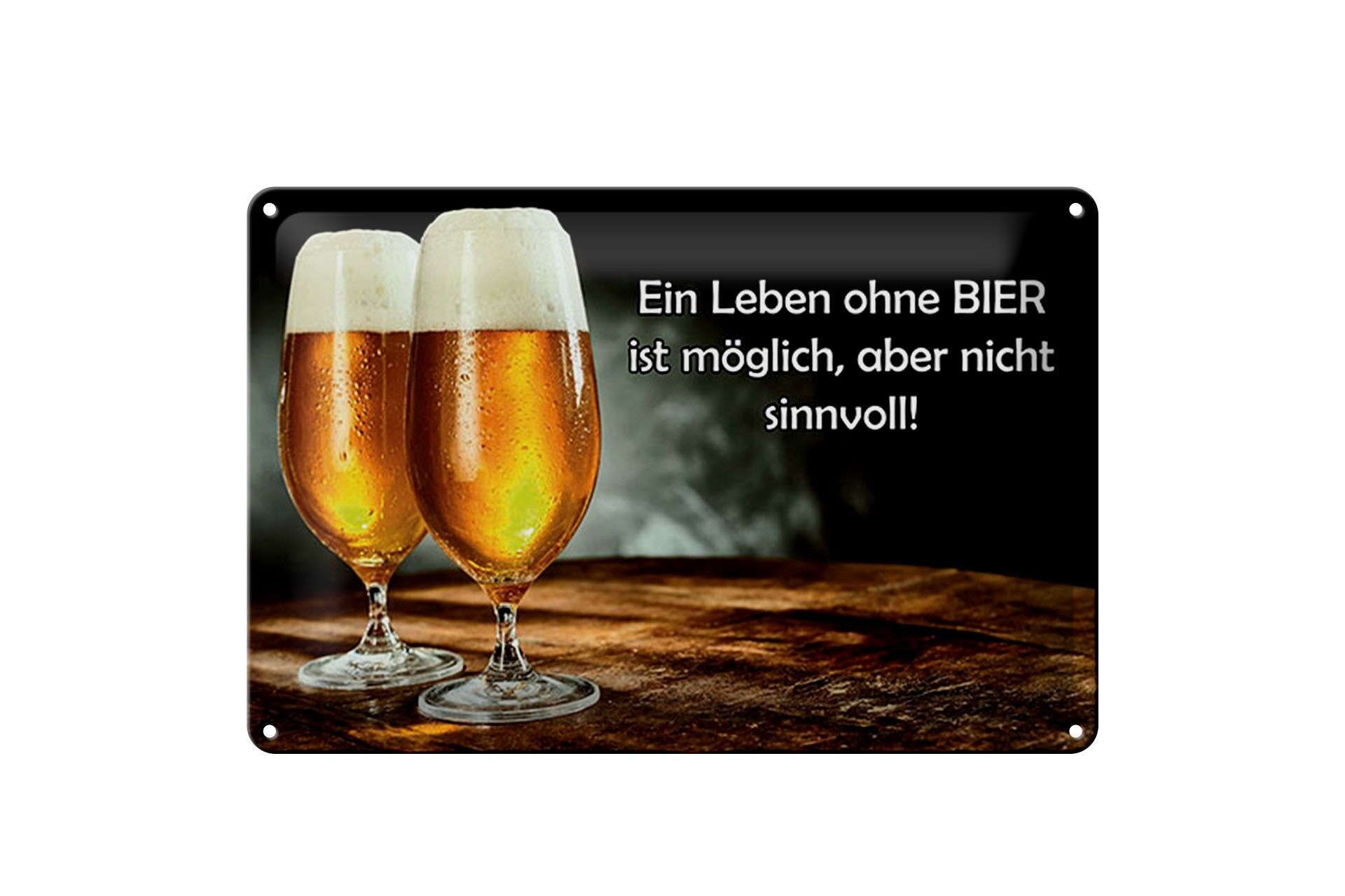 Blechschild Spruch 20x30 cm Leben ohne Bier möglich nicht sinnvoll Deko Schild