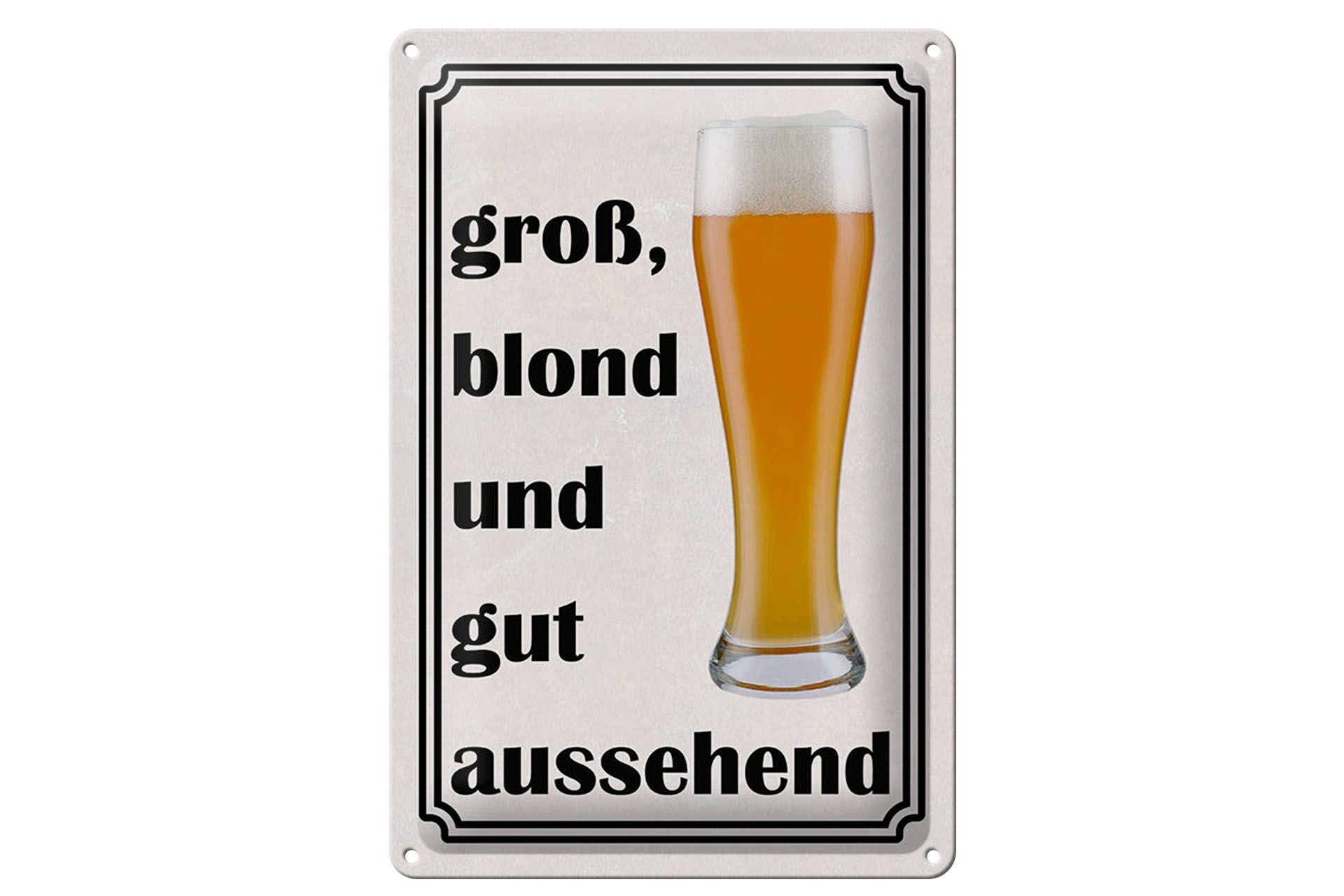 Plaque métallique pour alcool, 20 x 30 cm, bière, grand format, blonde et élégante, motif blé