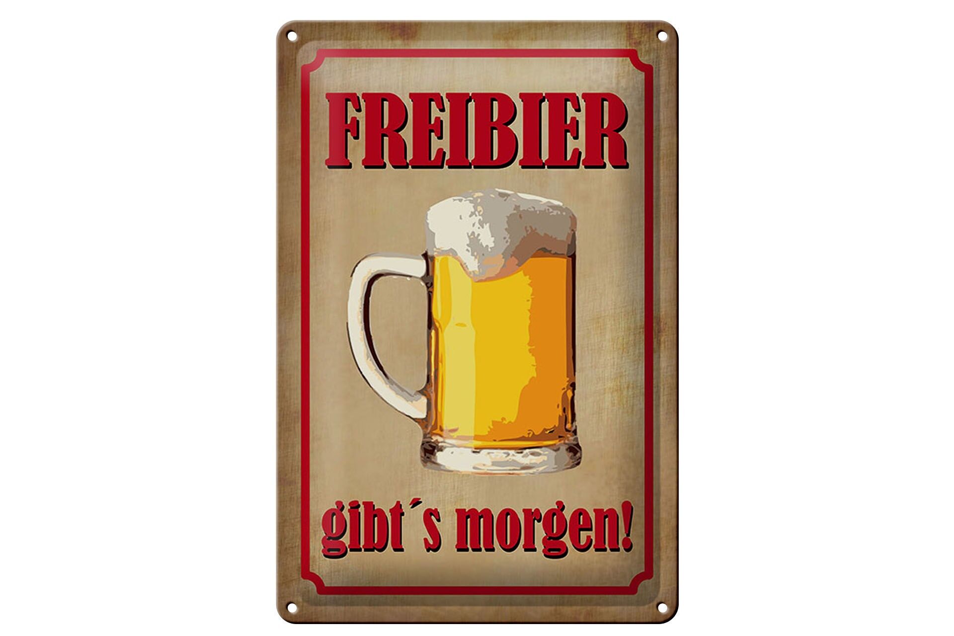 Plaque métallique « Alcool » 20x30 cm, « Bière gratuite demain », plaque décorative en forme de verre à bière