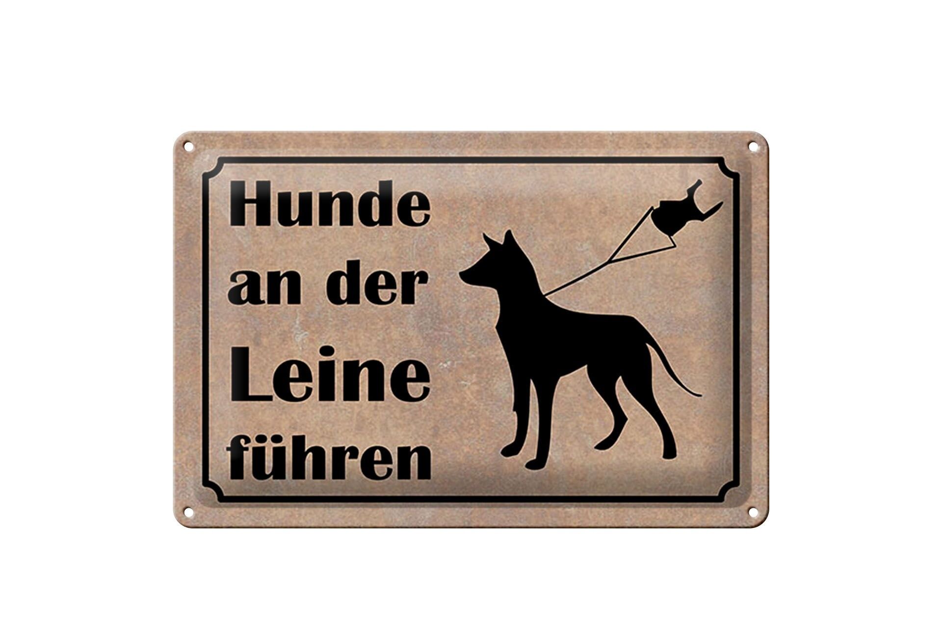 Blechschild Hinweis 20x30 cm Hunde an der Leine führen Deko Schild