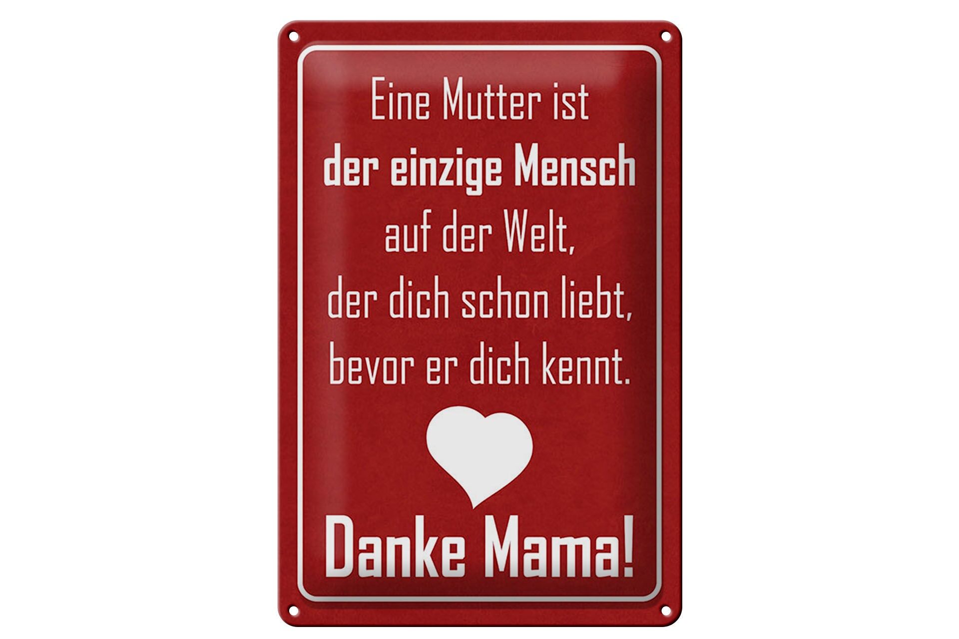 Blechschild Spruch 20x30 cm Danke Mama Deko Schild